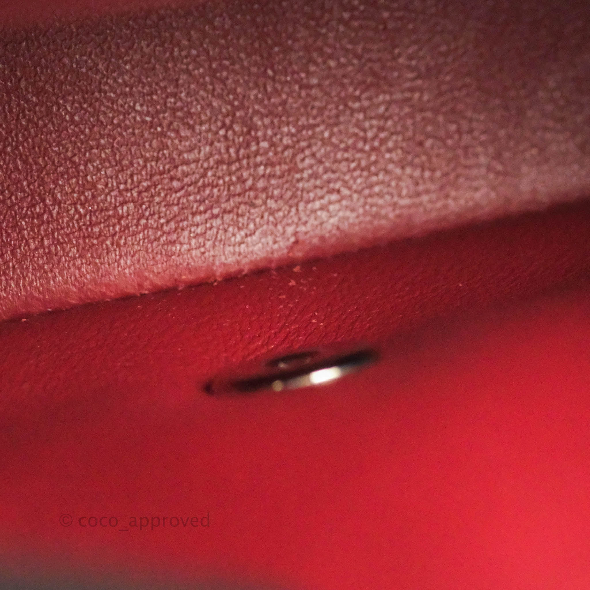Chanel Quilted Mini Square Red Caviar Silver Hardware 17B