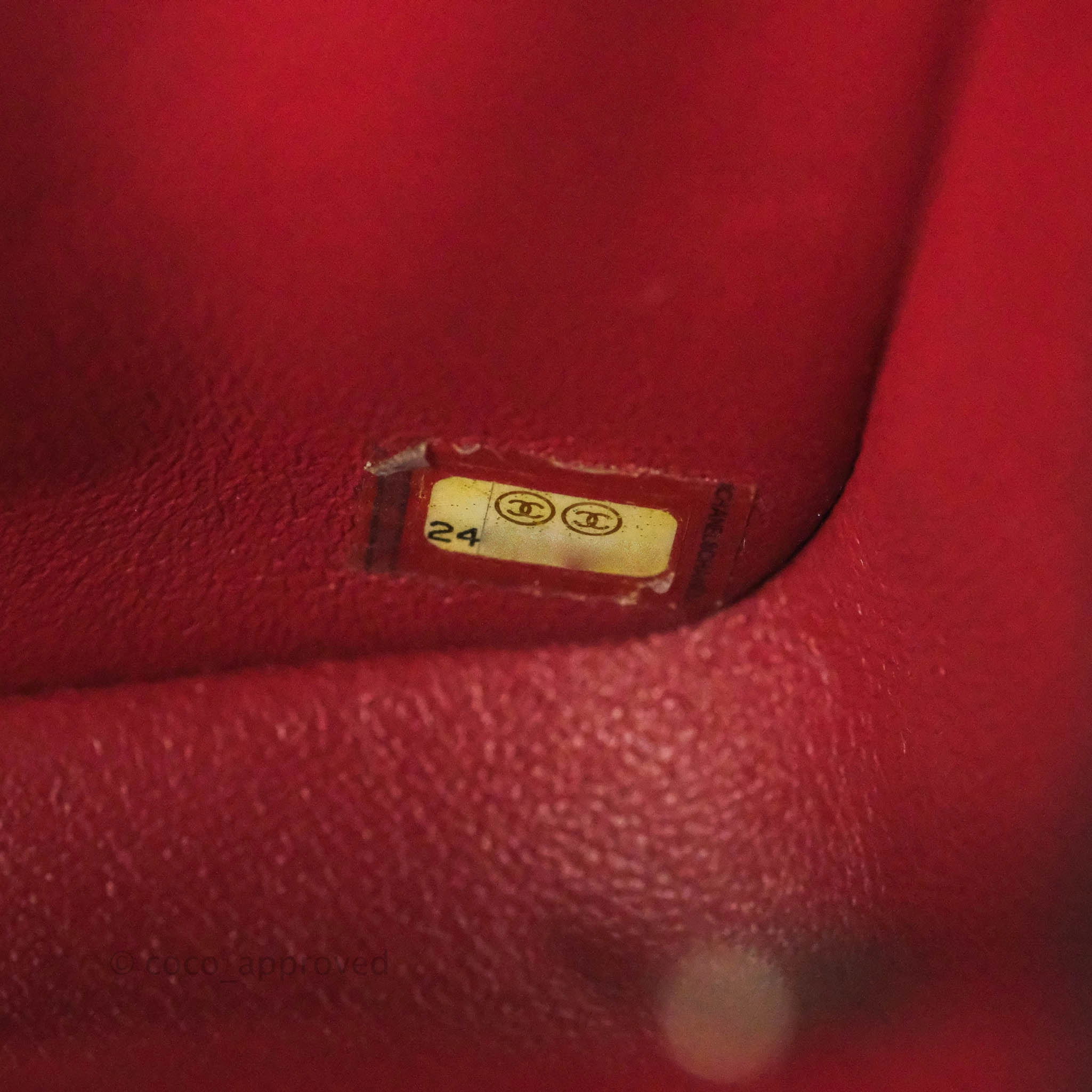 Chanel Quilted Mini Square Red Caviar Silver Hardware 17B