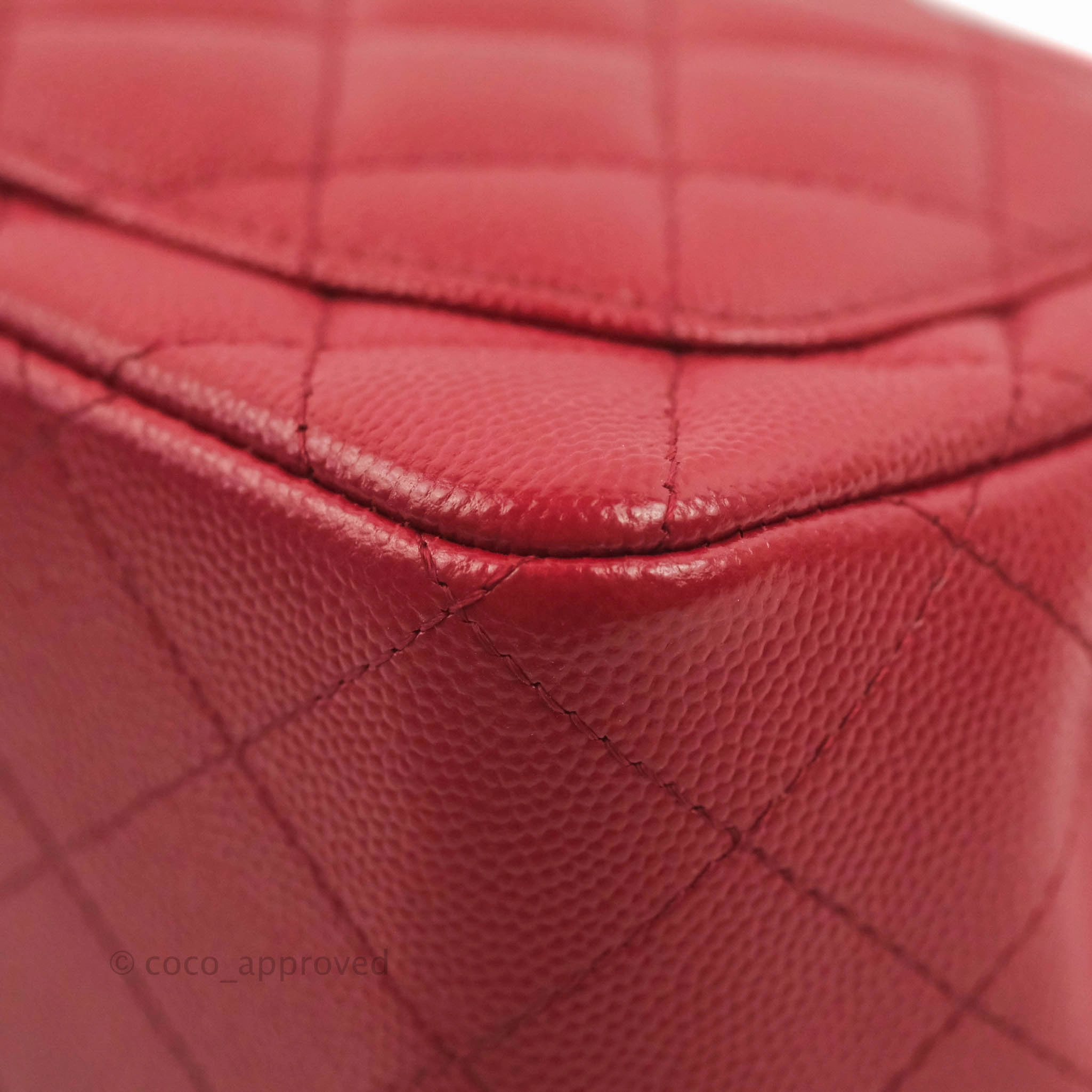 Chanel Quilted Mini Square Red Caviar Silver Hardware 17B