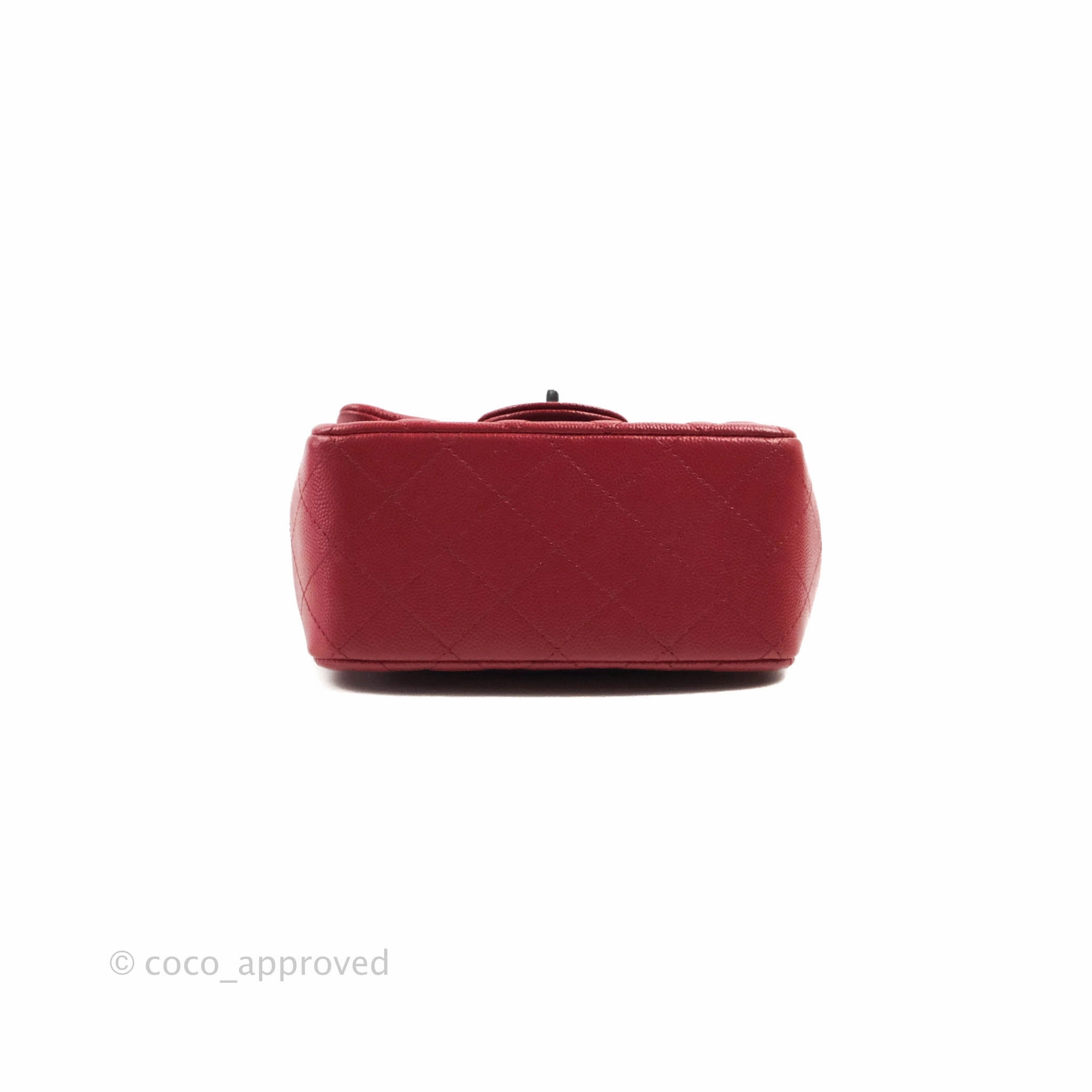 Chanel Quilted Mini Square Red Caviar Silver Hardware 17B