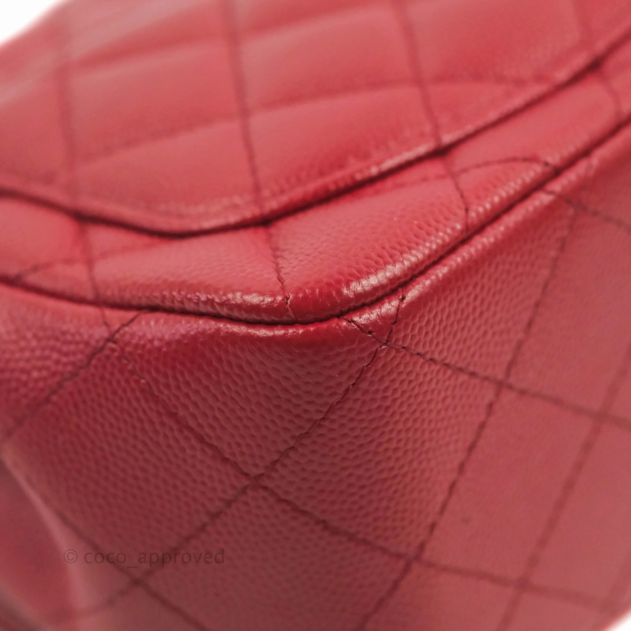 Chanel Quilted Mini Square Red Caviar Silver Hardware 17B