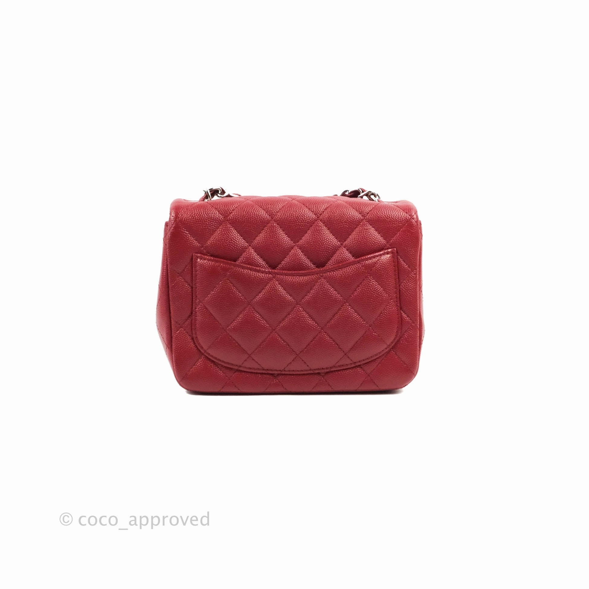 Chanel Quilted Mini Square Red Caviar Silver Hardware 17B