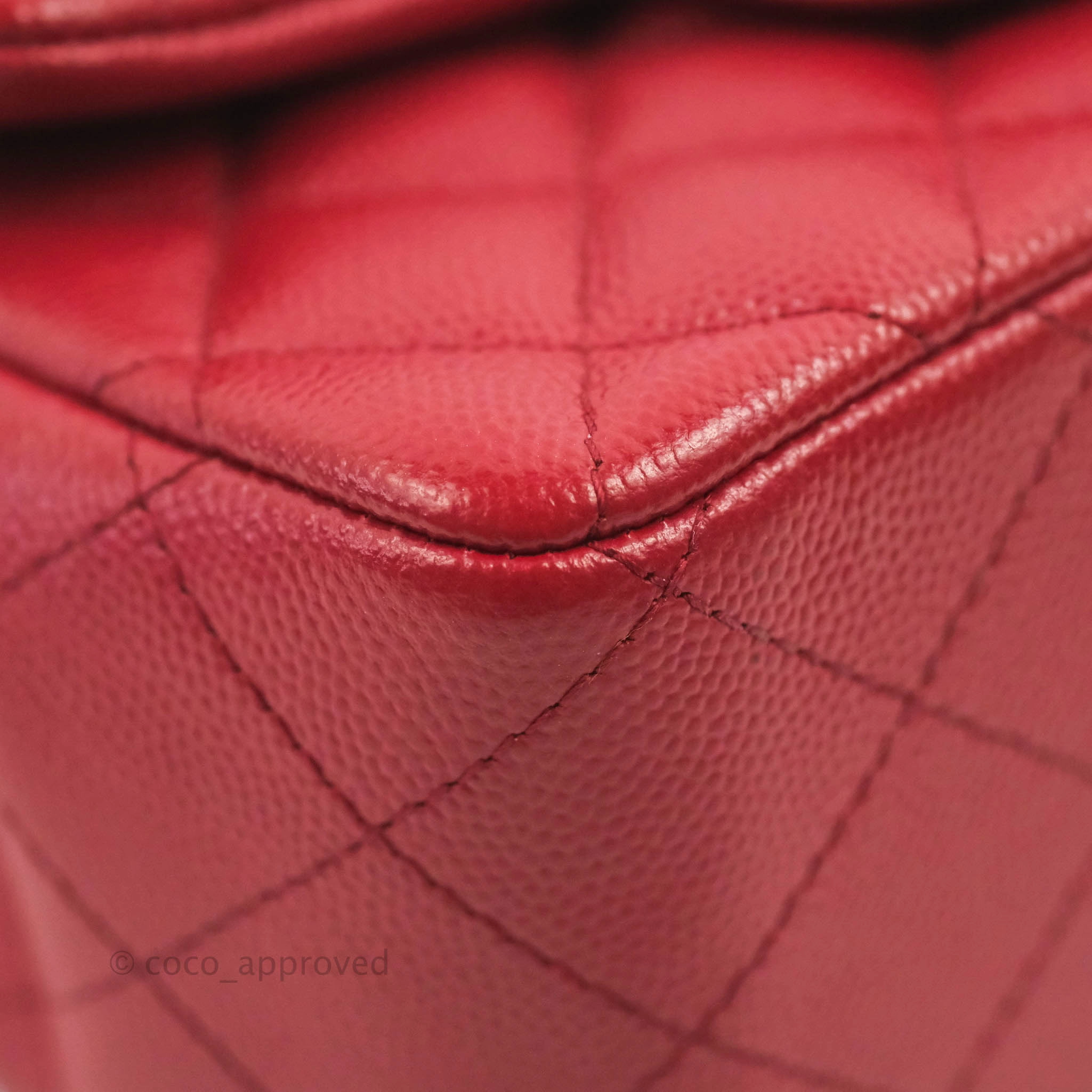 Chanel Quilted Mini Square Red Caviar Silver Hardware 17B