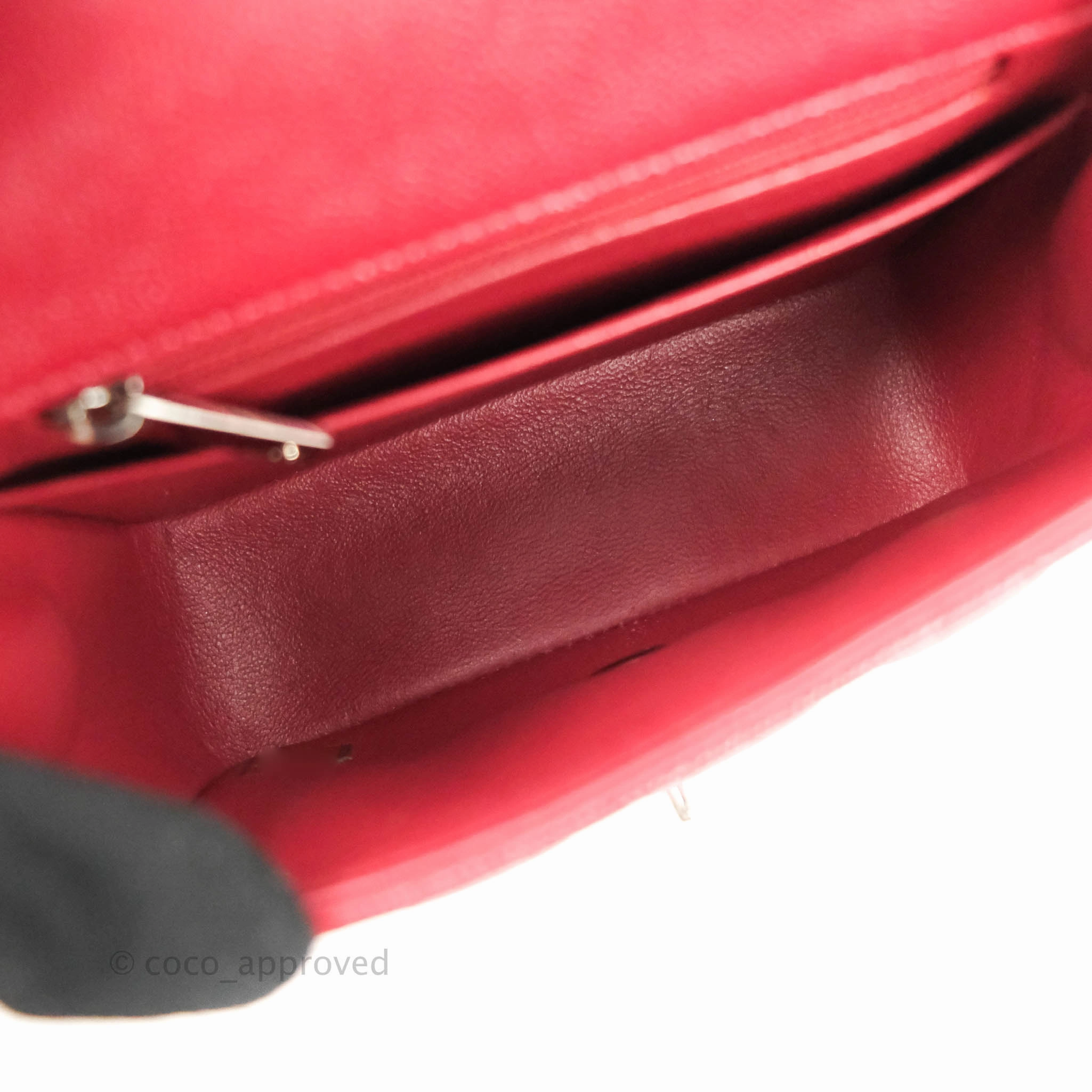 Chanel Quilted Mini Square Red Caviar Silver Hardware 17B