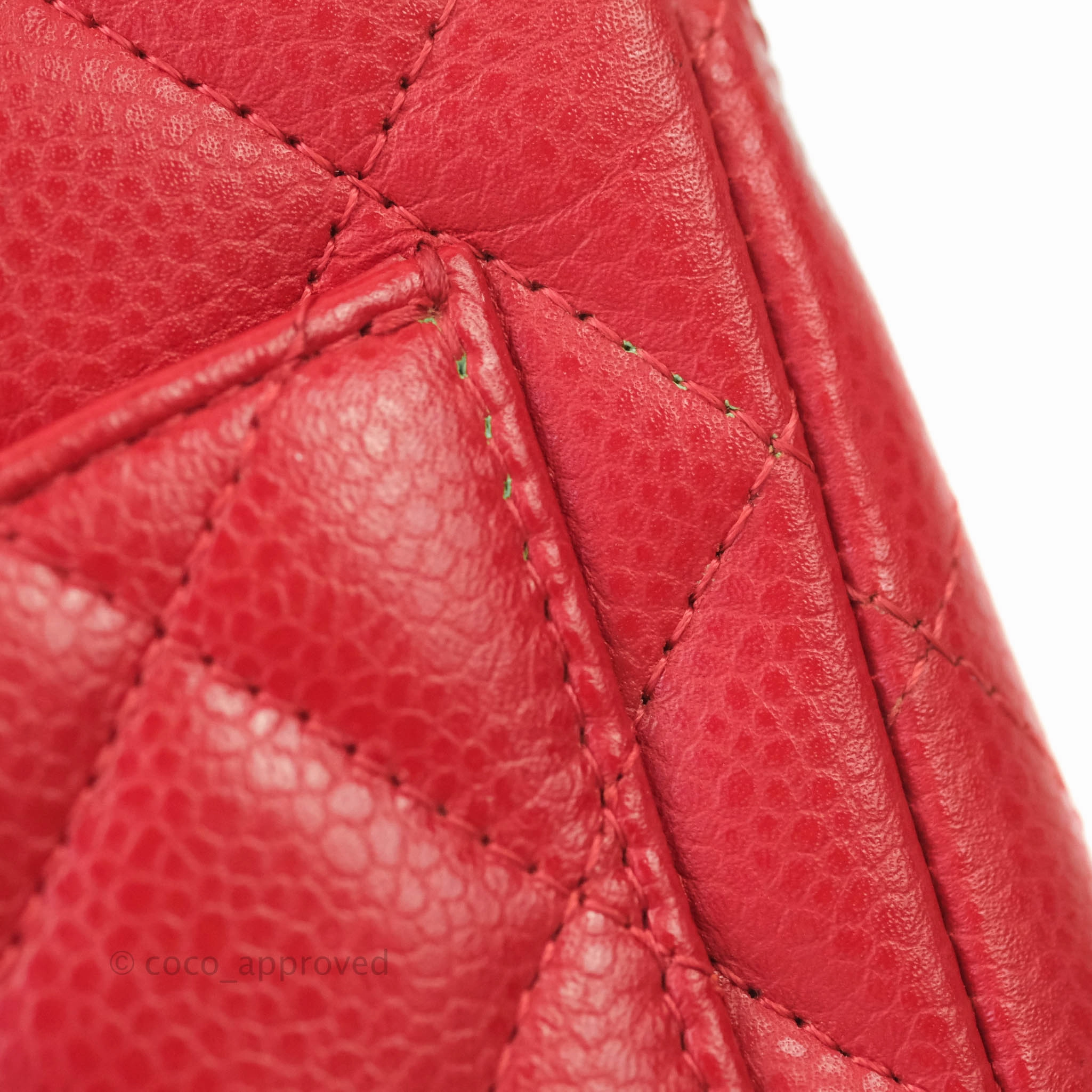 Chanel Quilted Mini Square Red Caviar Silver Hardware