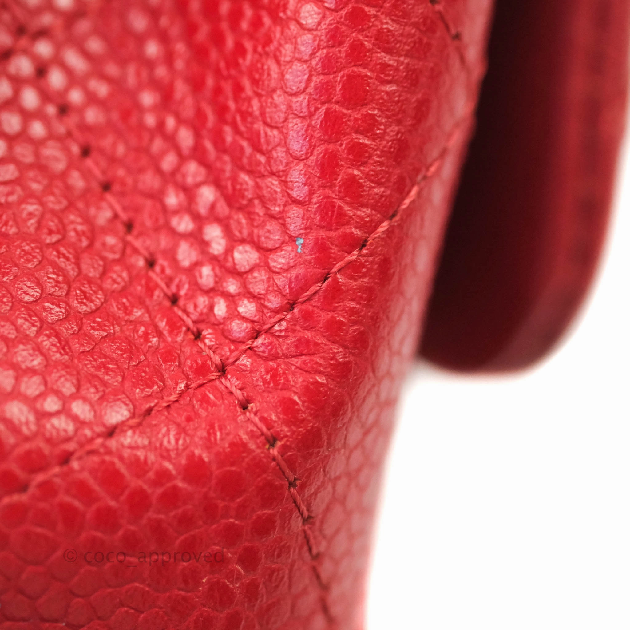 Chanel Quilted Mini Square Red Caviar Silver Hardware