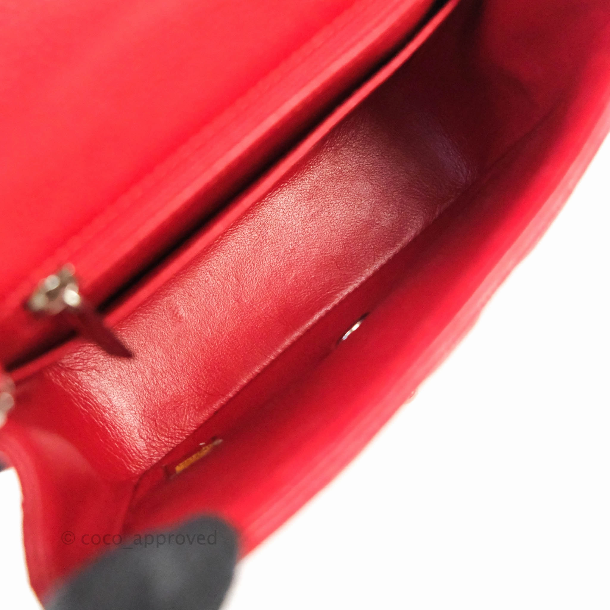 Chanel Quilted Mini Square Red Caviar Silver Hardware