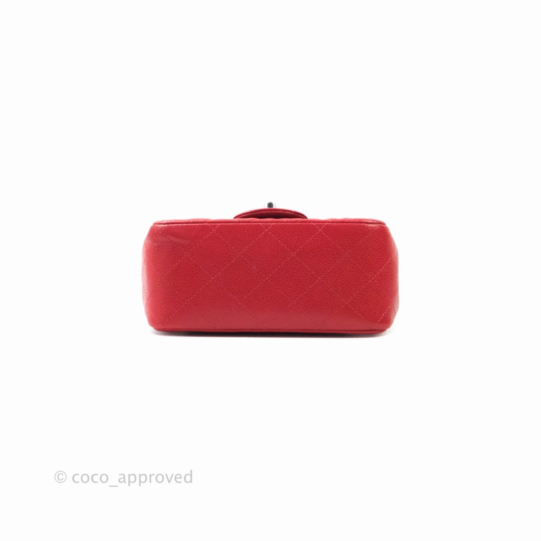 Chanel Quilted Mini Square Red Caviar Silver Hardware