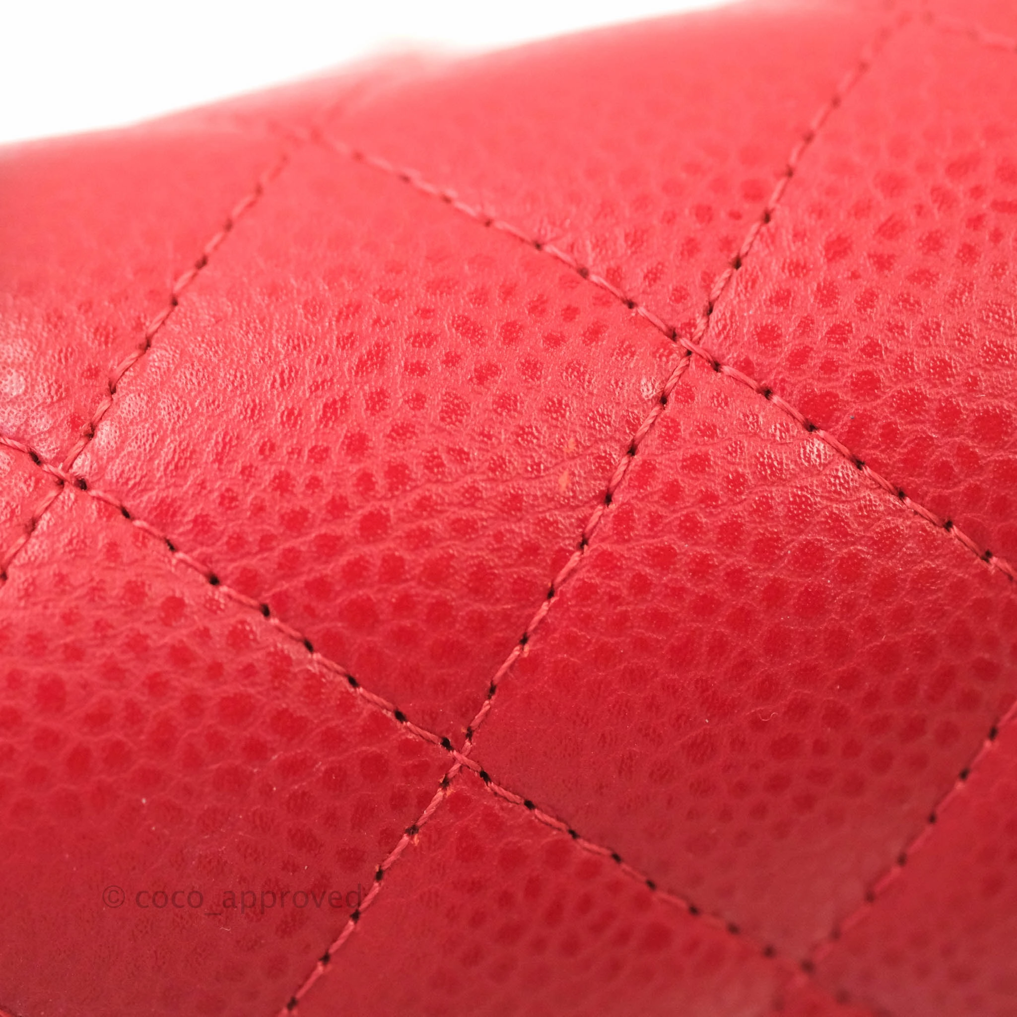Chanel Quilted Mini Square Red Caviar Silver Hardware