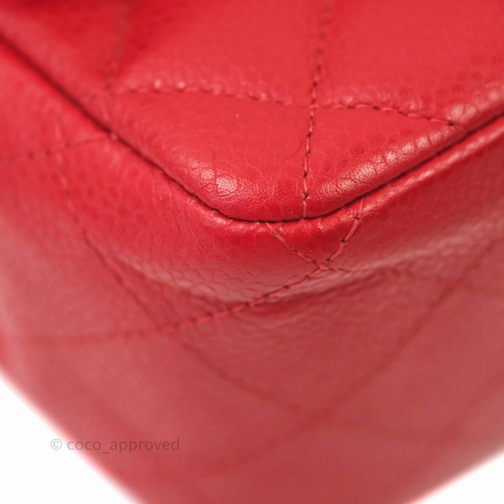 Chanel Quilted Mini Square Red Caviar Silver Hardware