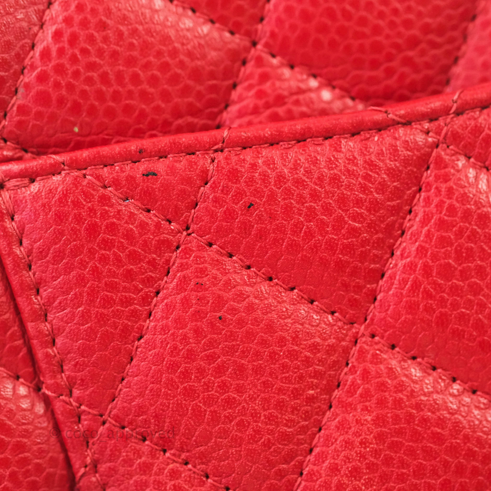 Chanel Quilted Mini Square Red Caviar Silver Hardware