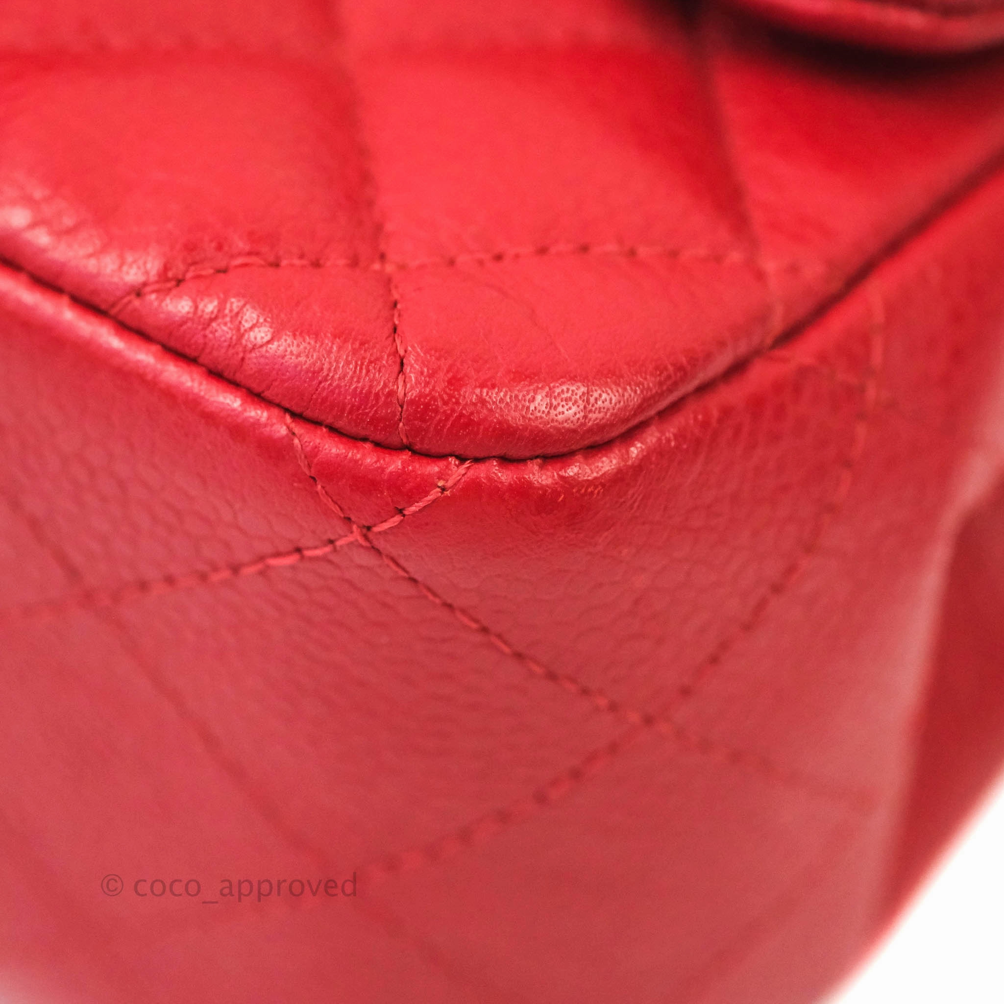 Chanel Quilted Mini Square Red Caviar Silver Hardware