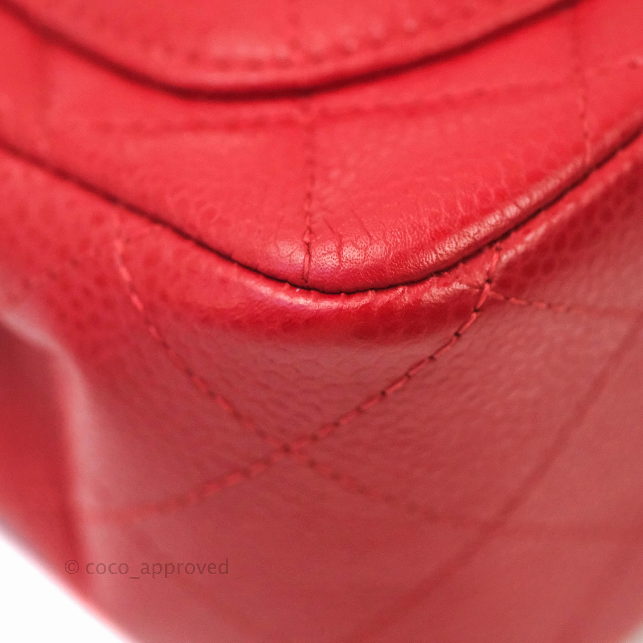 Chanel Quilted Mini Square Red Caviar Silver Hardware