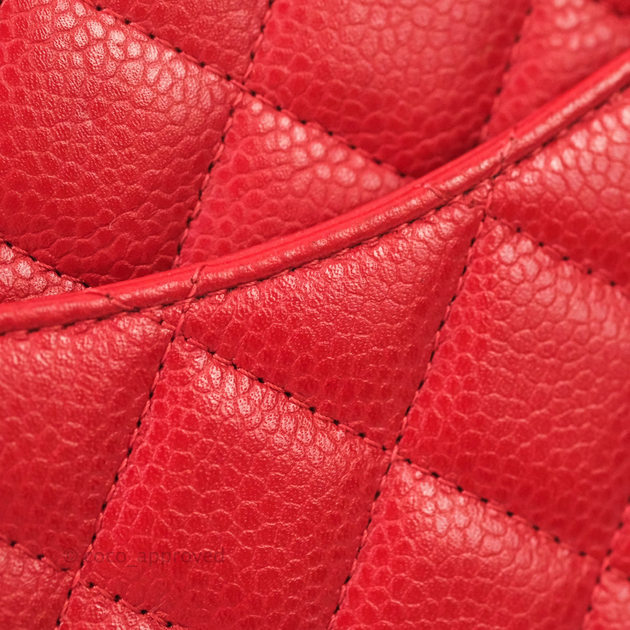 Chanel Quilted Mini Square Red Caviar Silver Hardware