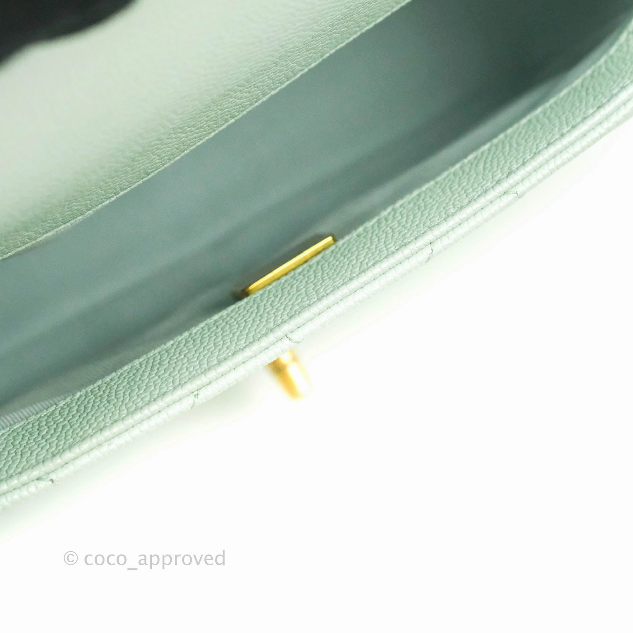 Chanel Quilted My Perfect Mini Iridescent Mint Green Caviar Aged Gold Hardware 21K