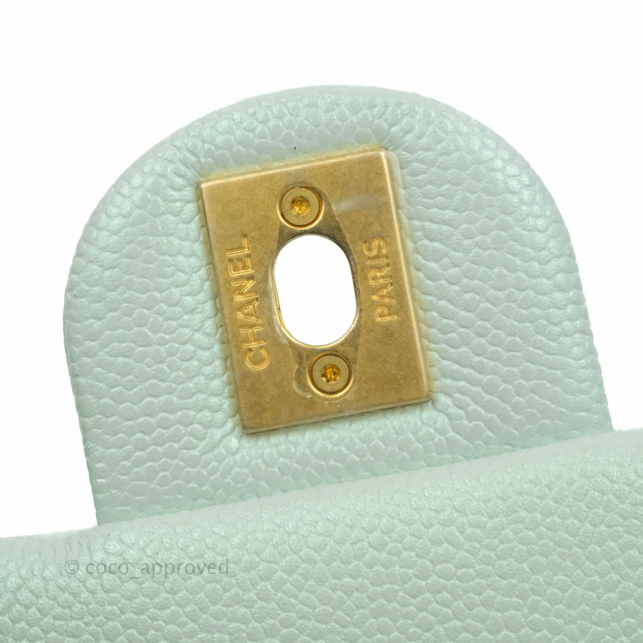 Chanel Quilted My Perfect Mini Iridescent Mint Green Caviar Aged Gold Hardware 21K