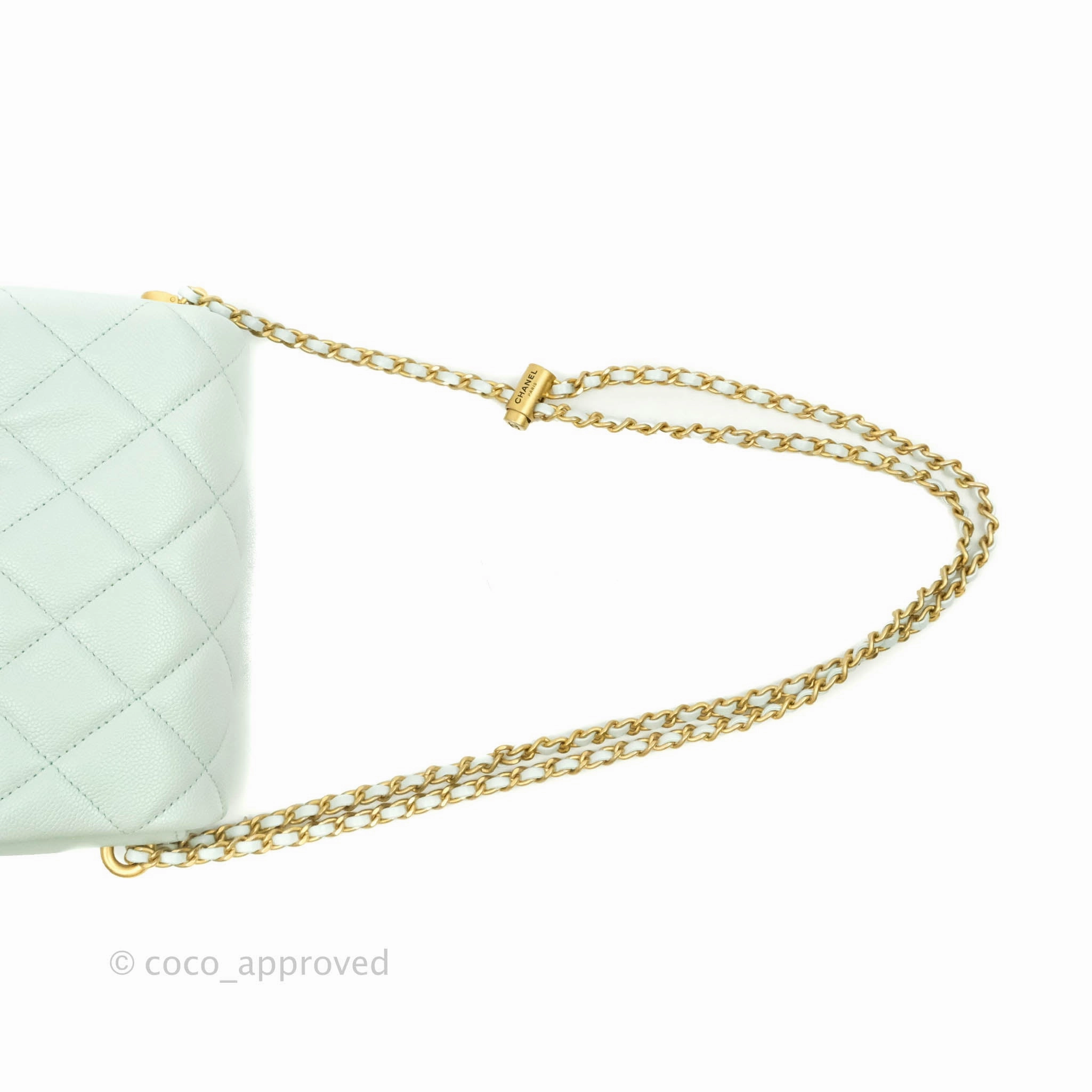 Chanel Quilted My Perfect Mini Iridescent Mint Green Caviar Aged Gold Hardware 21K