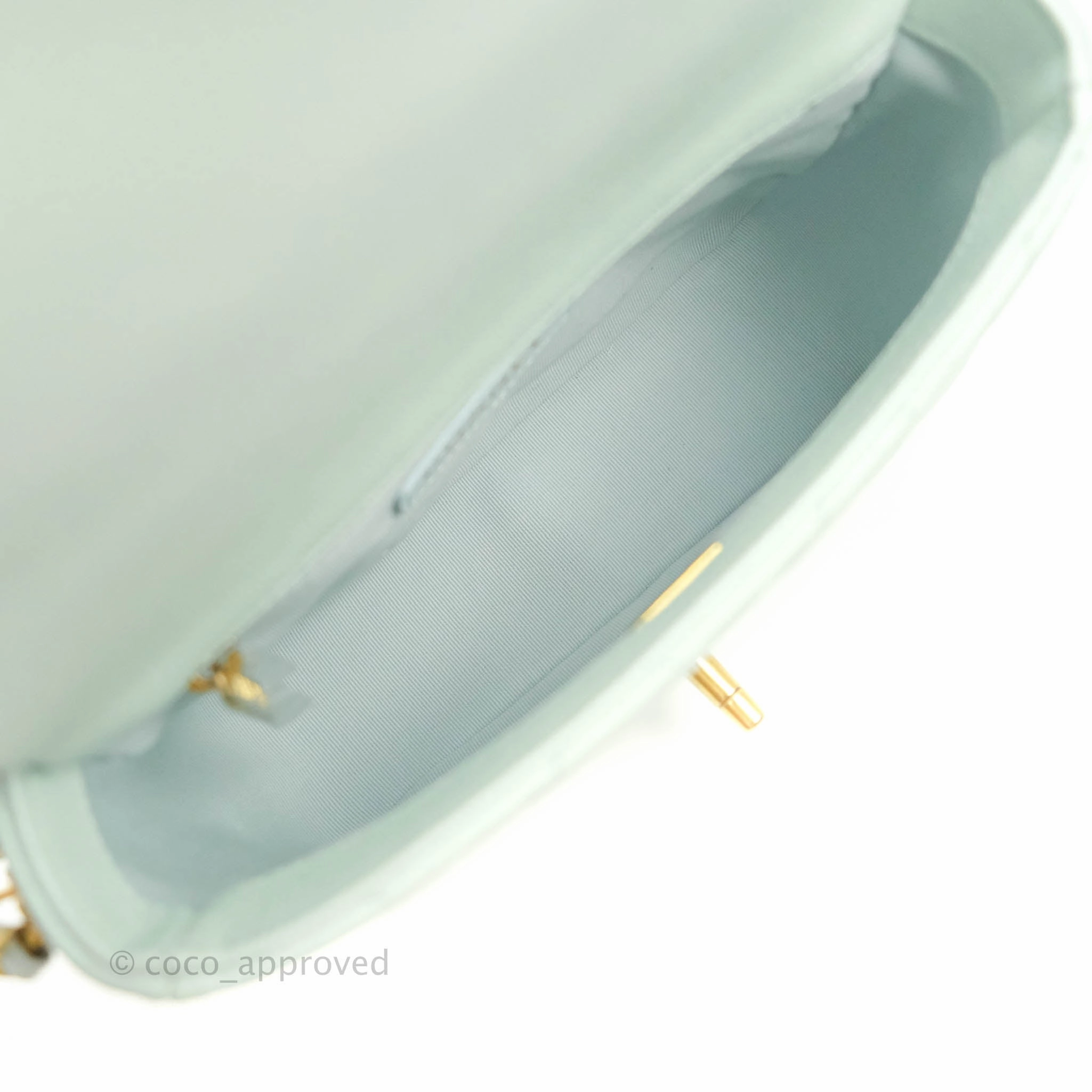 Chanel Quilted My Perfect Mini Iridescent Mint Green Caviar Aged Gold Hardware 21K