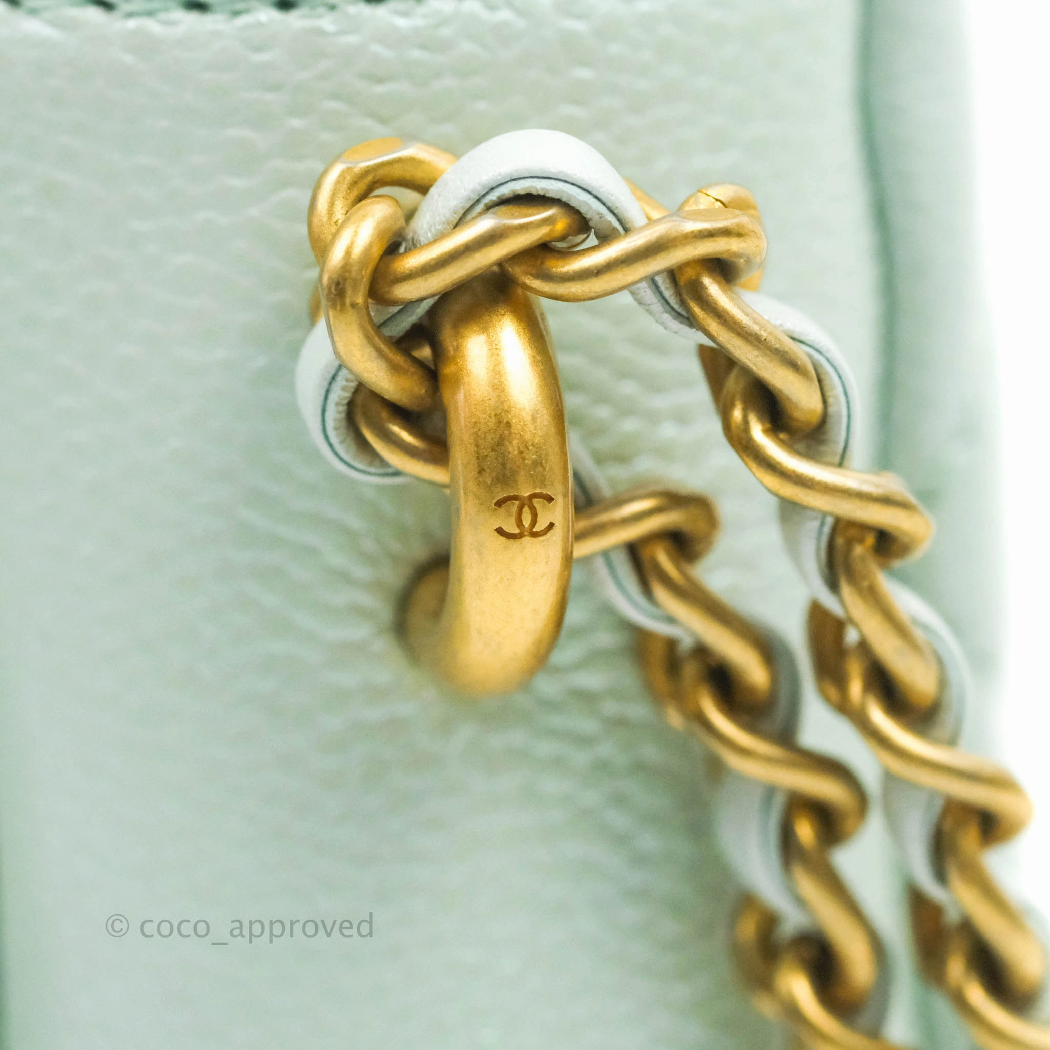Chanel Quilted My Perfect Mini Iridescent Mint Green Caviar Aged Gold Hardware 21K