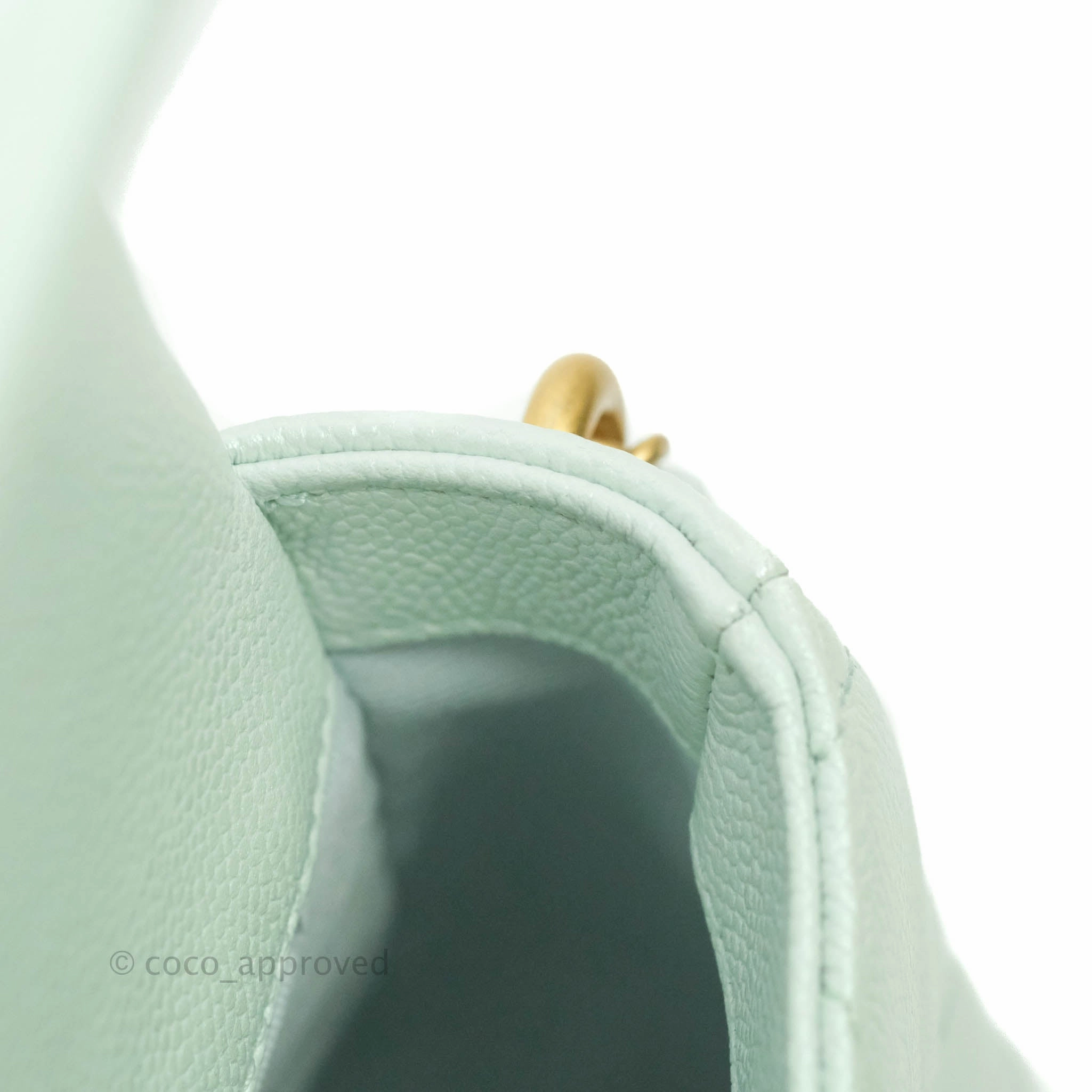 Chanel Quilted My Perfect Mini Iridescent Mint Green Caviar Aged Gold Hardware 21K