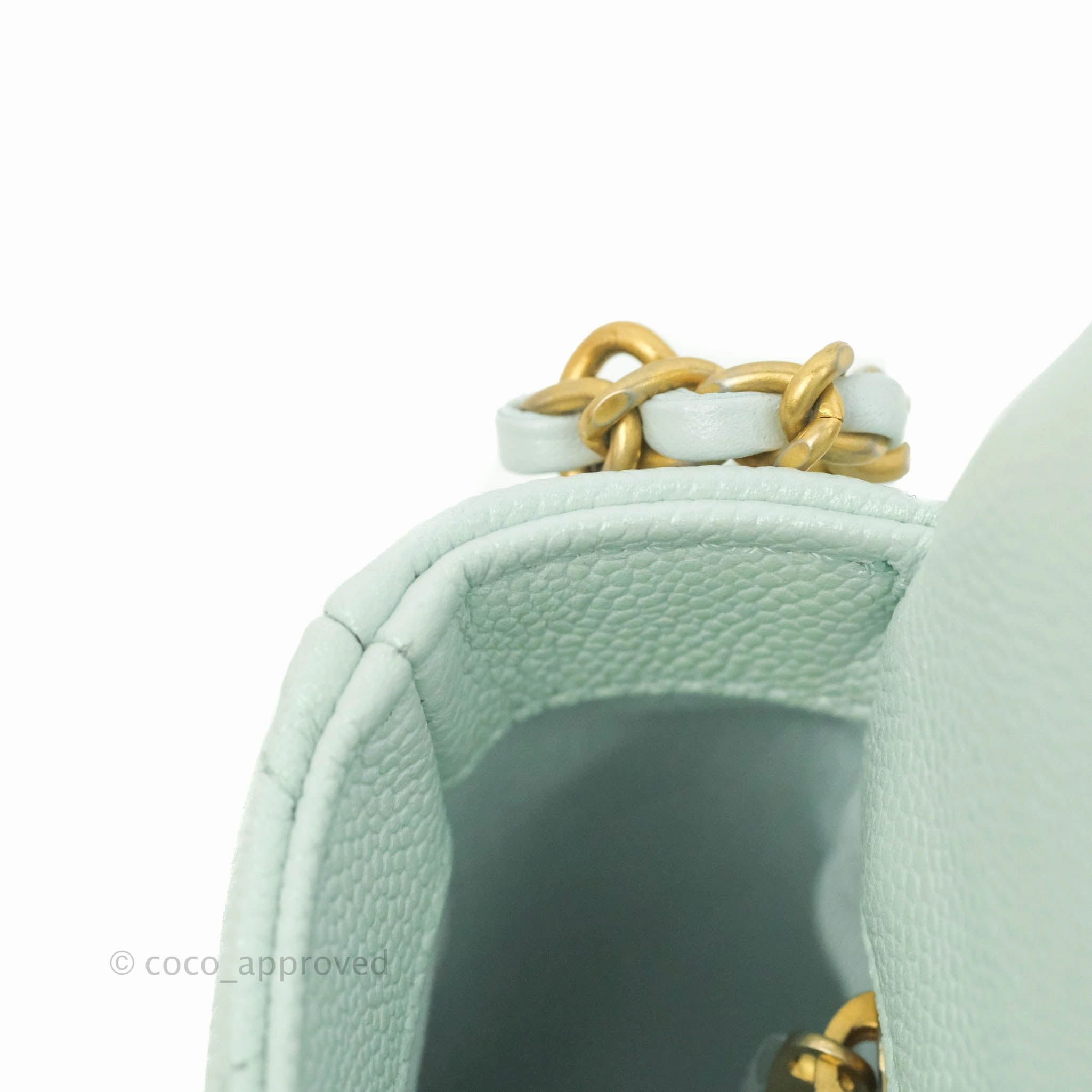 Chanel Quilted My Perfect Mini Iridescent Mint Green Caviar Aged Gold Hardware 21K