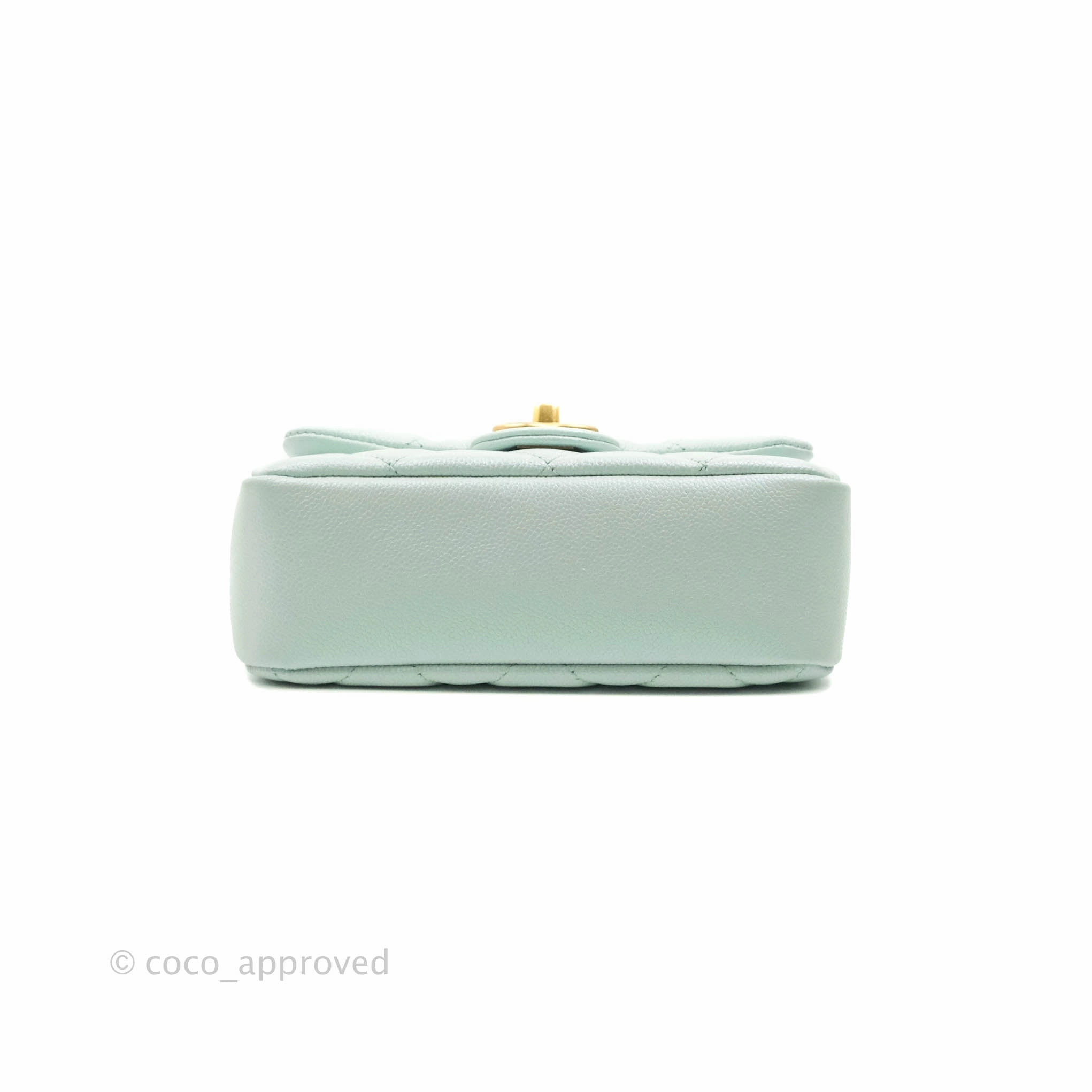 Chanel Quilted My Perfect Mini Iridescent Mint Green Caviar Aged Gold Hardware 21K