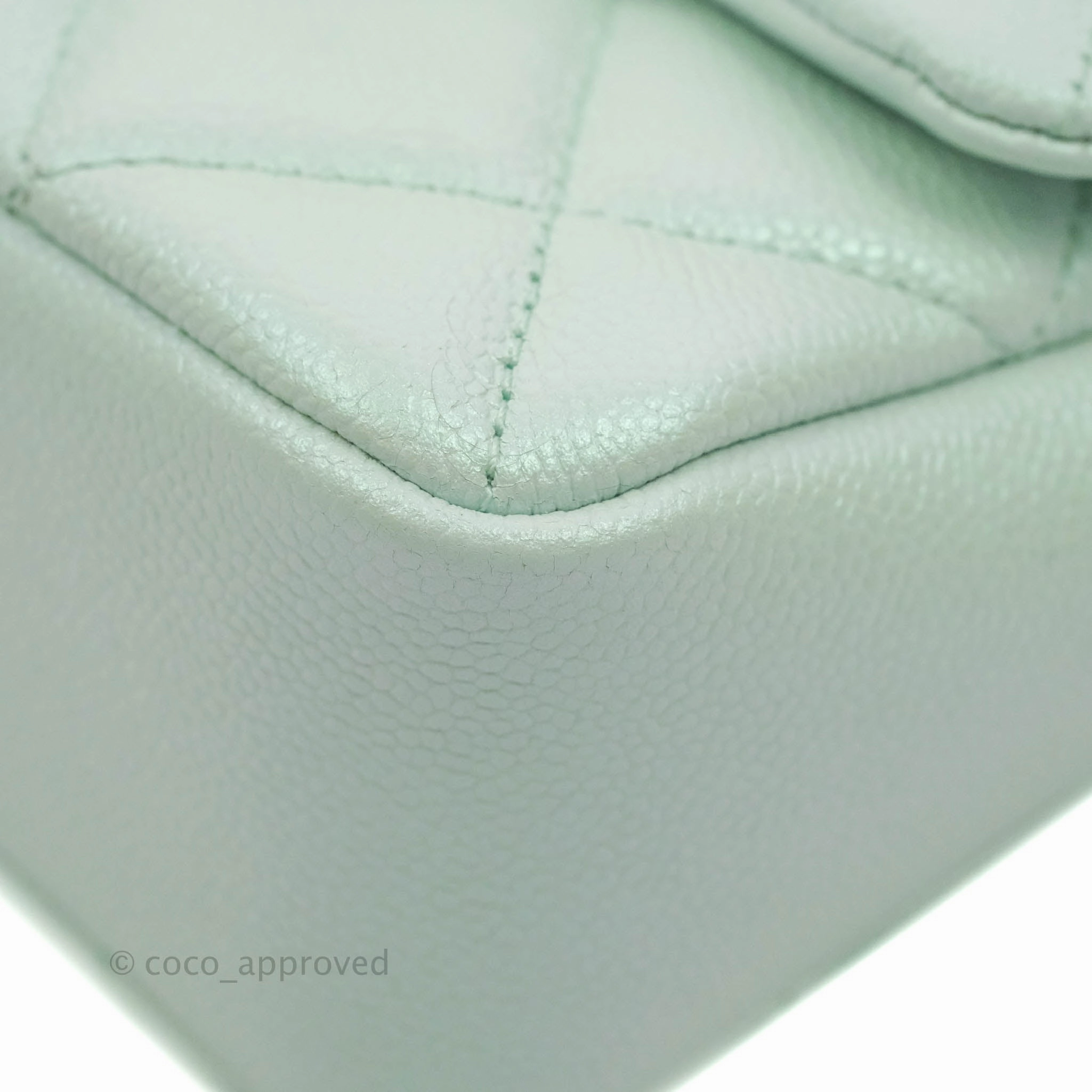 Chanel Quilted My Perfect Mini Iridescent Mint Green Caviar Aged Gold Hardware 21K