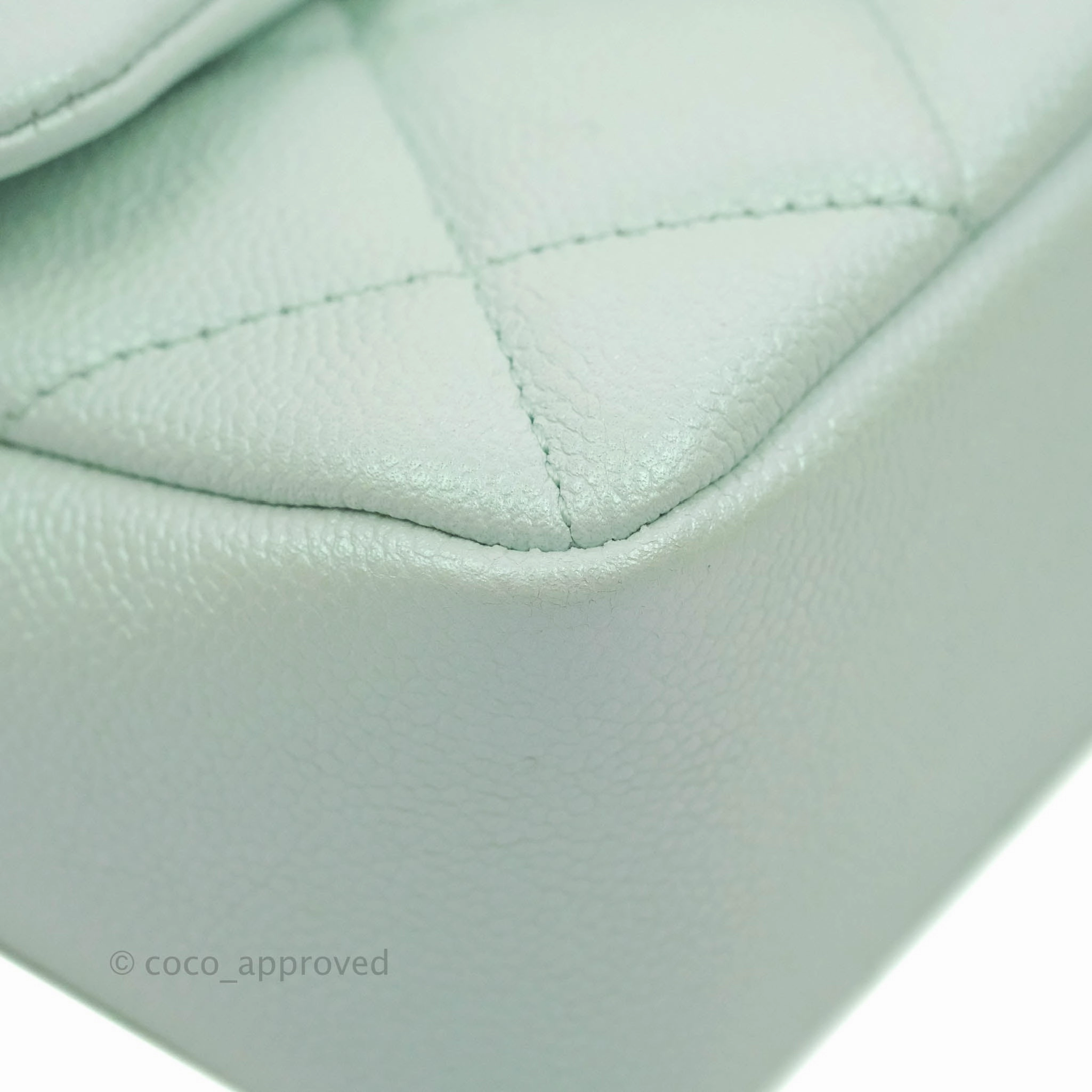 Chanel Quilted My Perfect Mini Iridescent Mint Green Caviar Aged Gold Hardware 21K