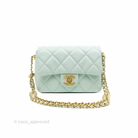 Chanel Quilted My Perfect Mini Iridescent Mint Green Caviar Aged Gold Hardware 21K