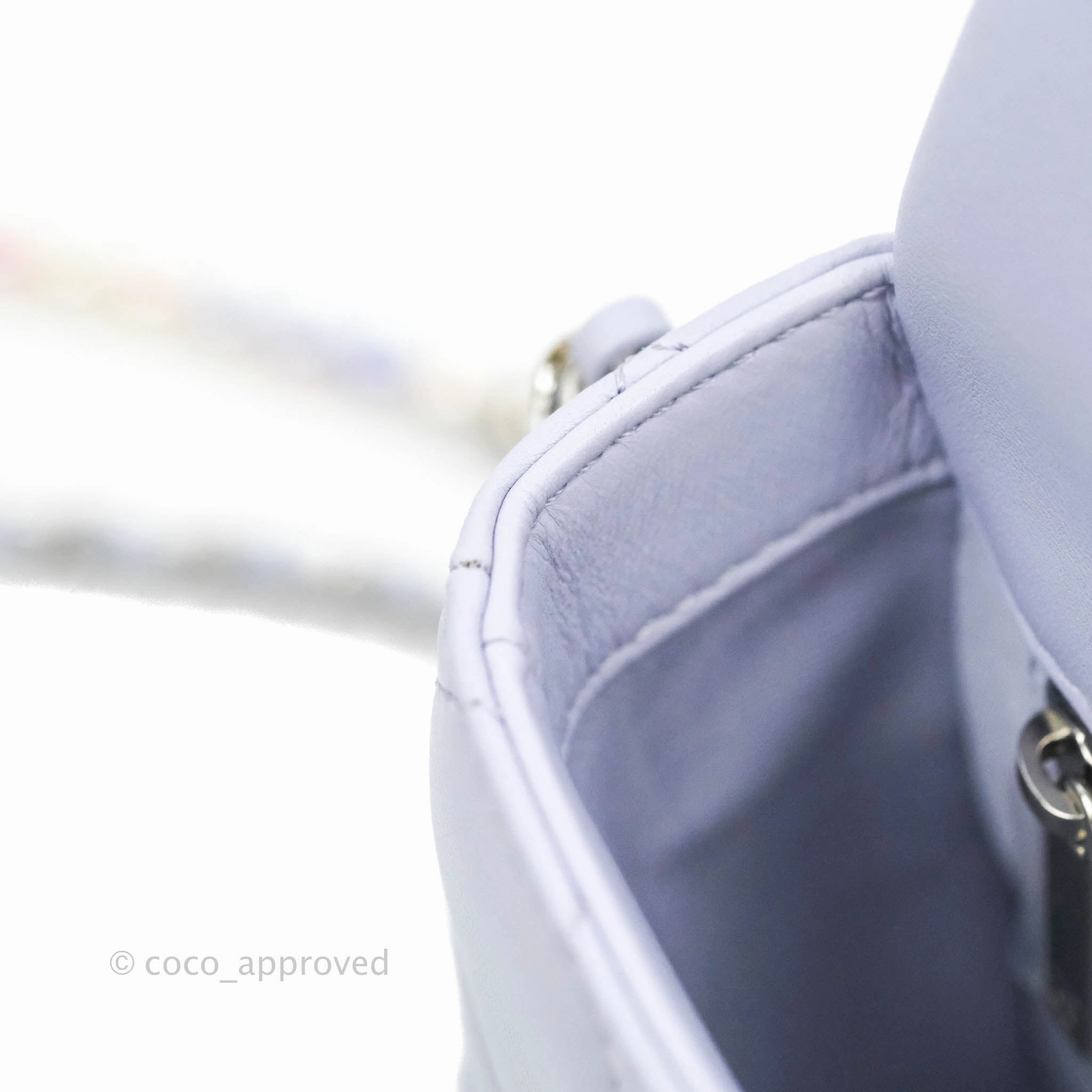 Chanel Quilted My Perfect Mini With Pearl Lilac Lambskin Silver Hardware