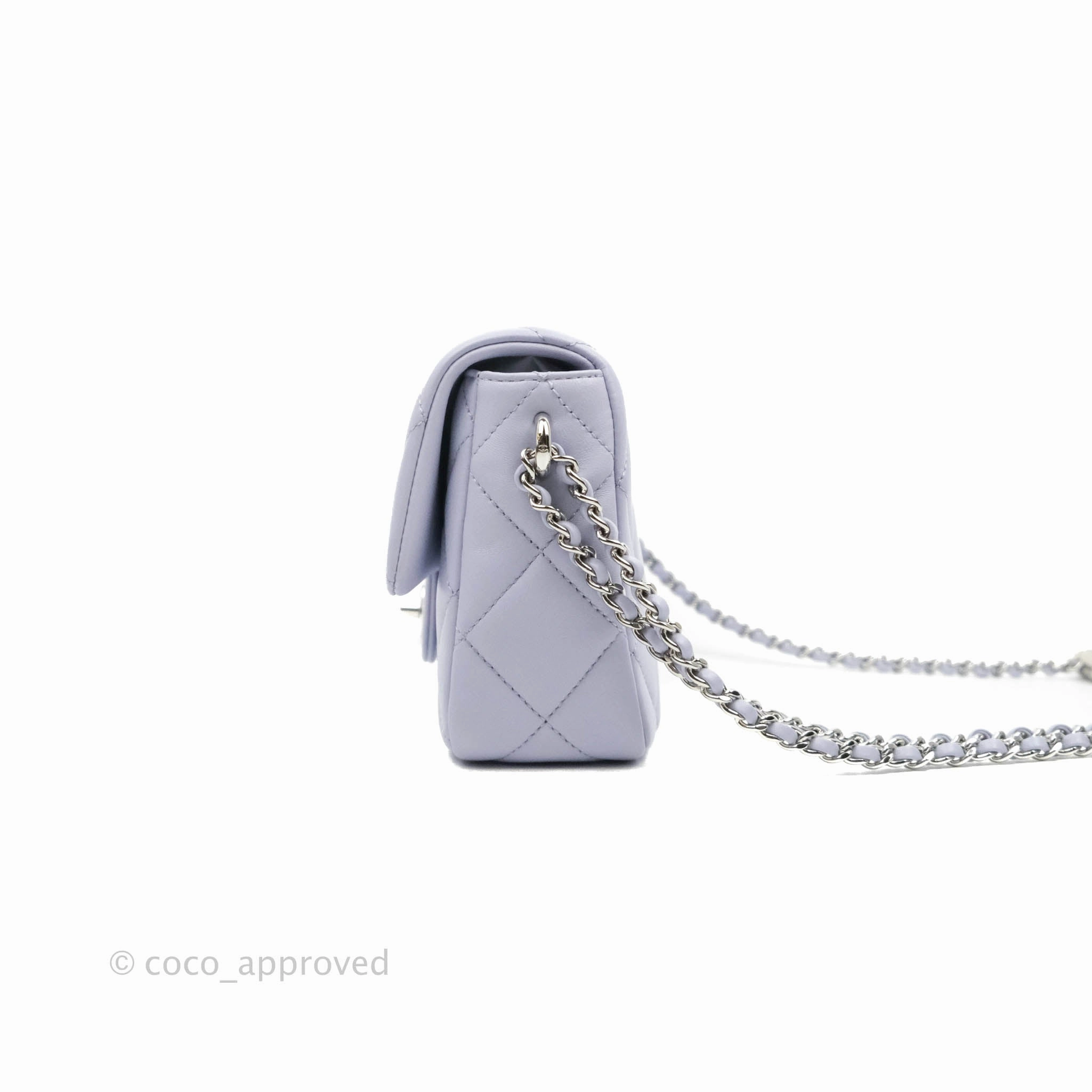Chanel Quilted My Perfect Mini With Pearl Lilac Lambskin Silver Hardware