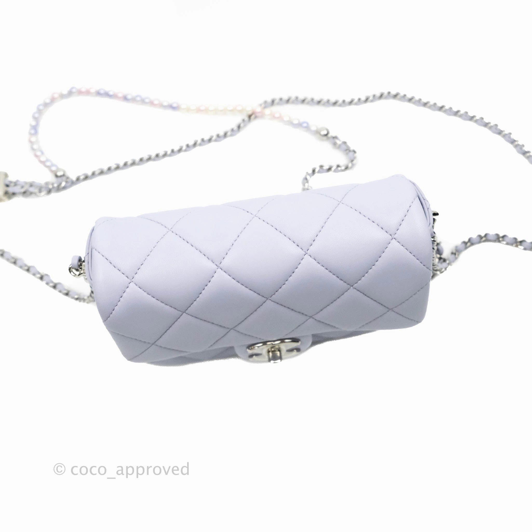 Chanel Quilted My Perfect Mini With Pearl Lilac Lambskin Silver Hardware