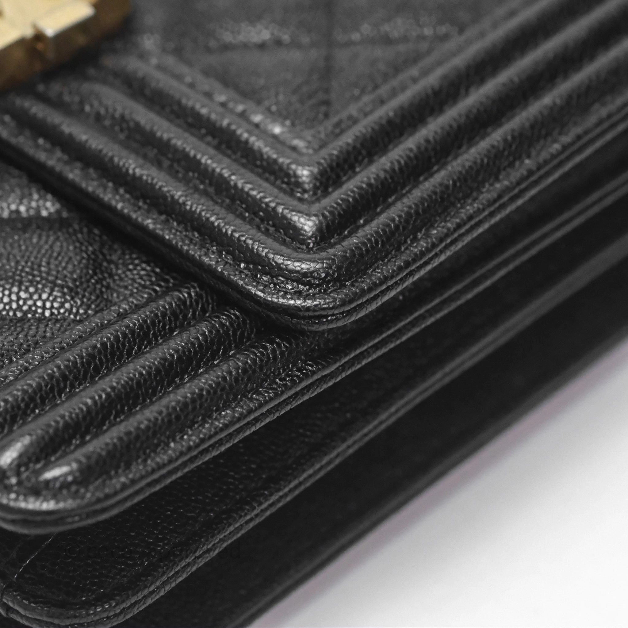 Chanel Quilted North South Boy Flap Black Caviar Aged Gold Hardware