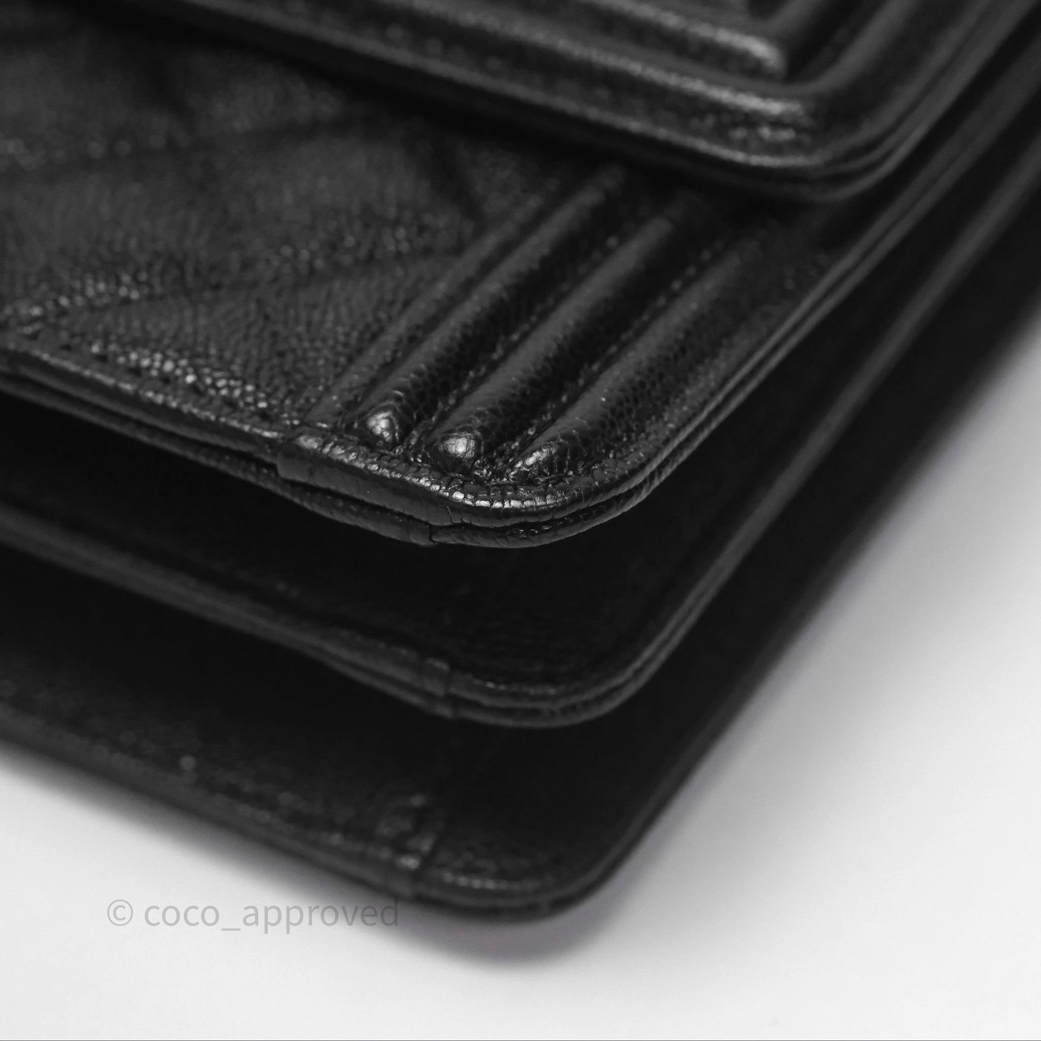 Chanel Quilted North South Boy Flap Black Caviar Aged Gold Hardware