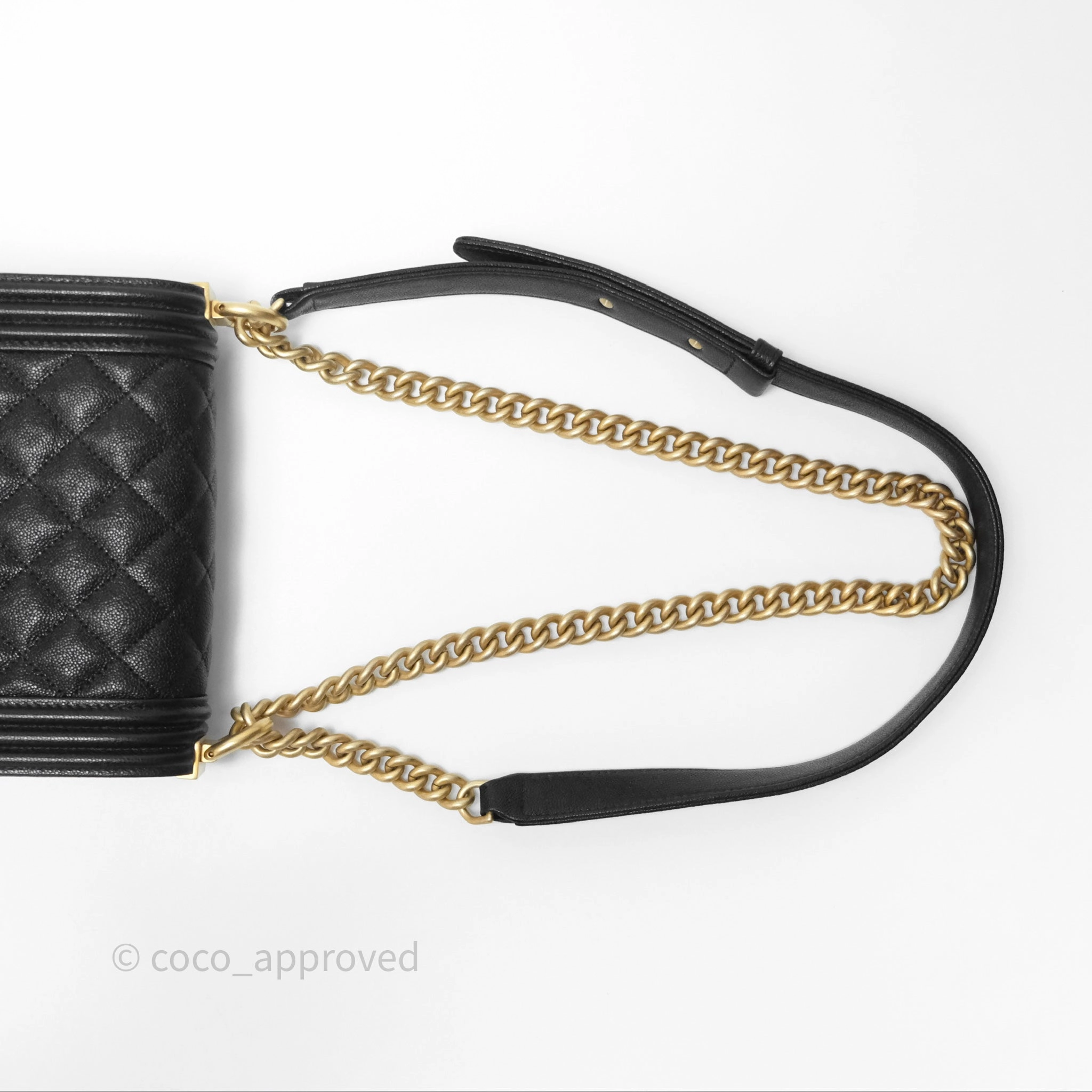 Chanel Quilted North South Boy Flap Black Caviar Aged Gold Hardware