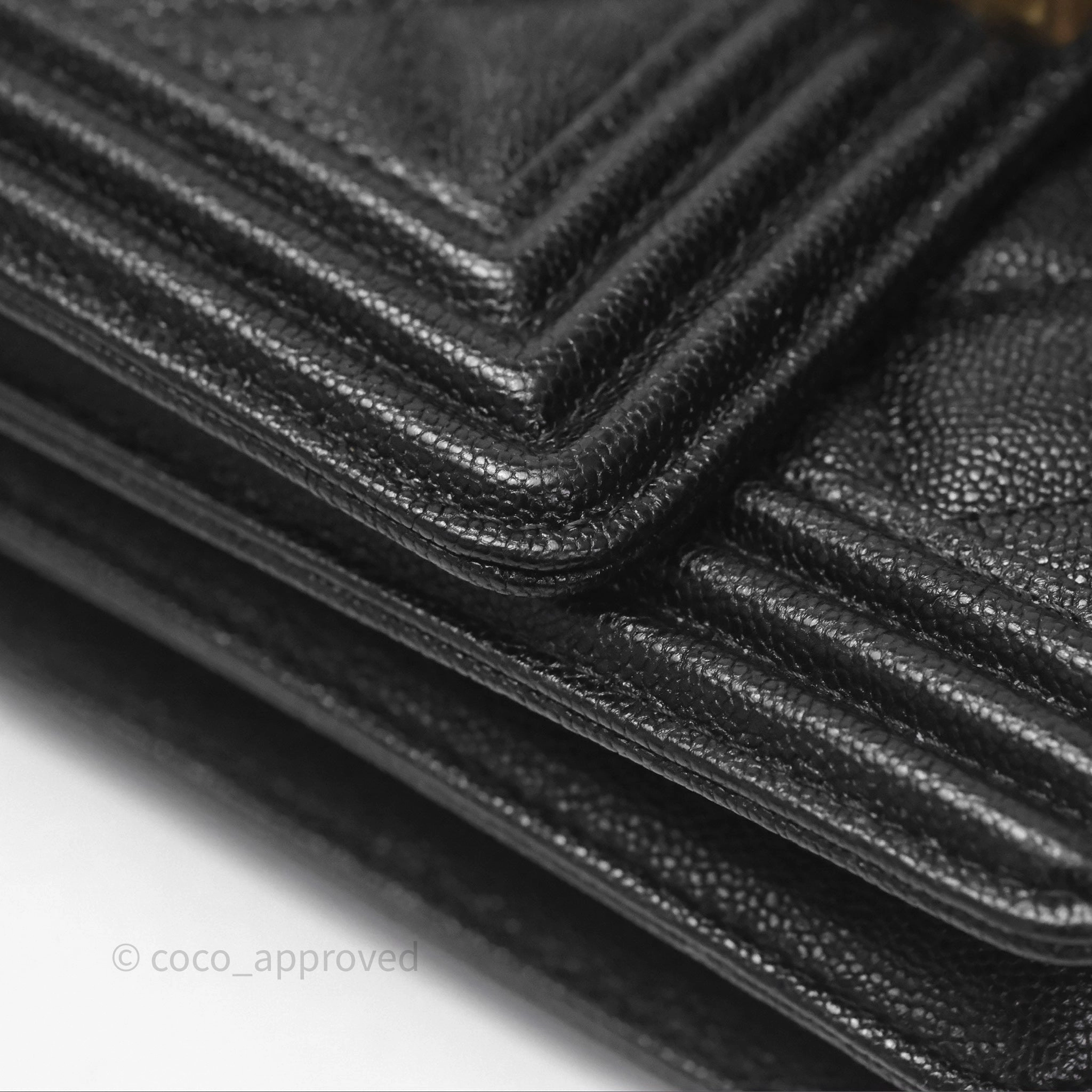 Chanel Quilted North South Boy Flap Black Caviar Aged Gold Hardware