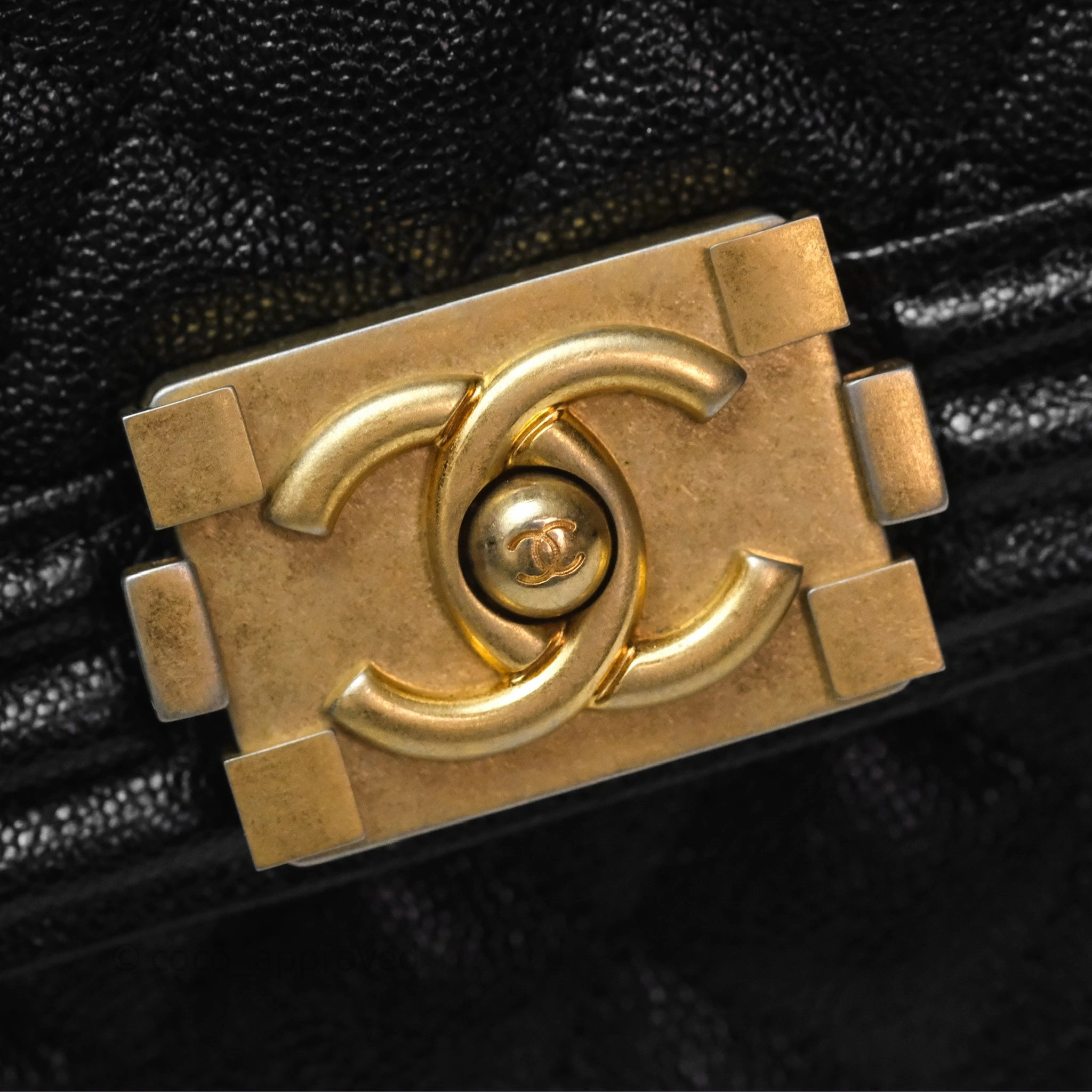 Chanel Quilted North South Boy Flap Black Caviar Aged Gold Hardware
