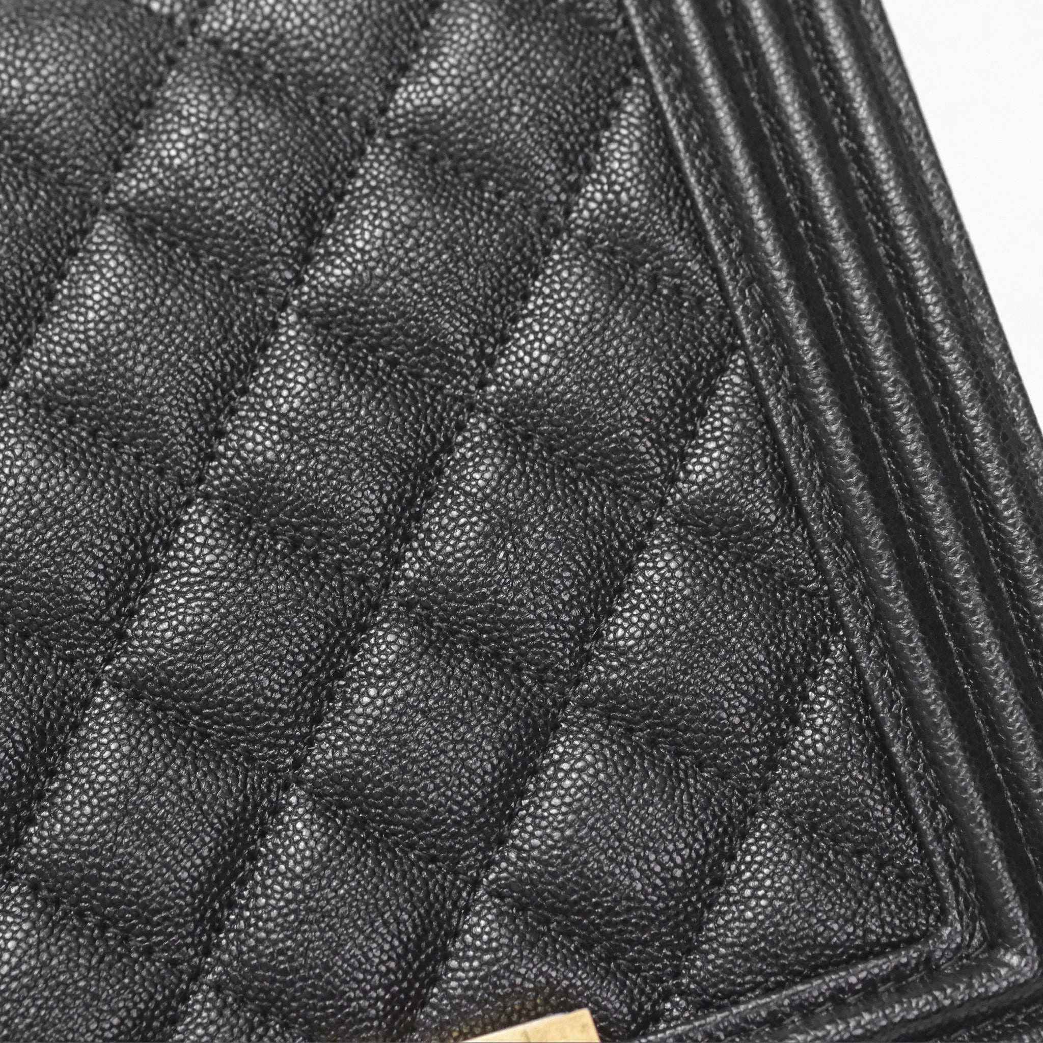 Chanel Quilted North South Boy Flap Black Caviar Aged Gold Hardware