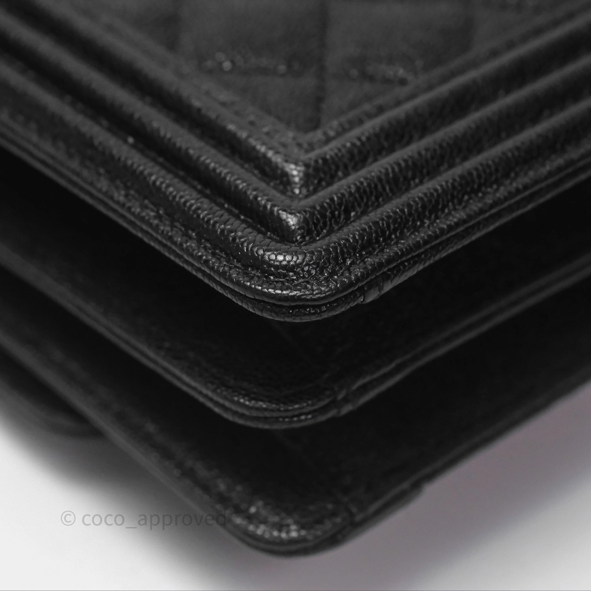 Chanel Quilted North South Boy Flap Black Caviar Aged Gold Hardware