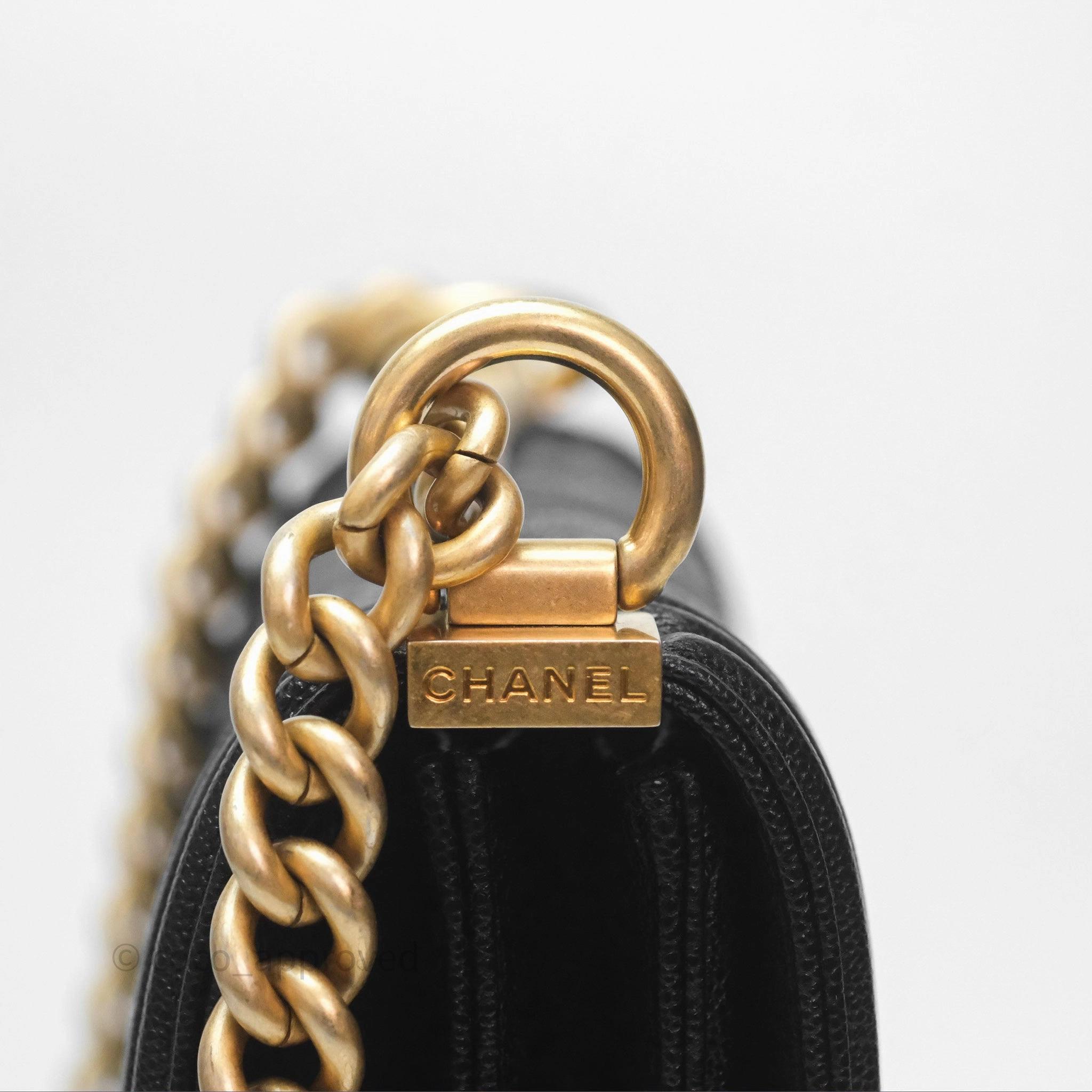 Chanel Quilted North South Boy Flap Black Caviar Aged Gold Hardware