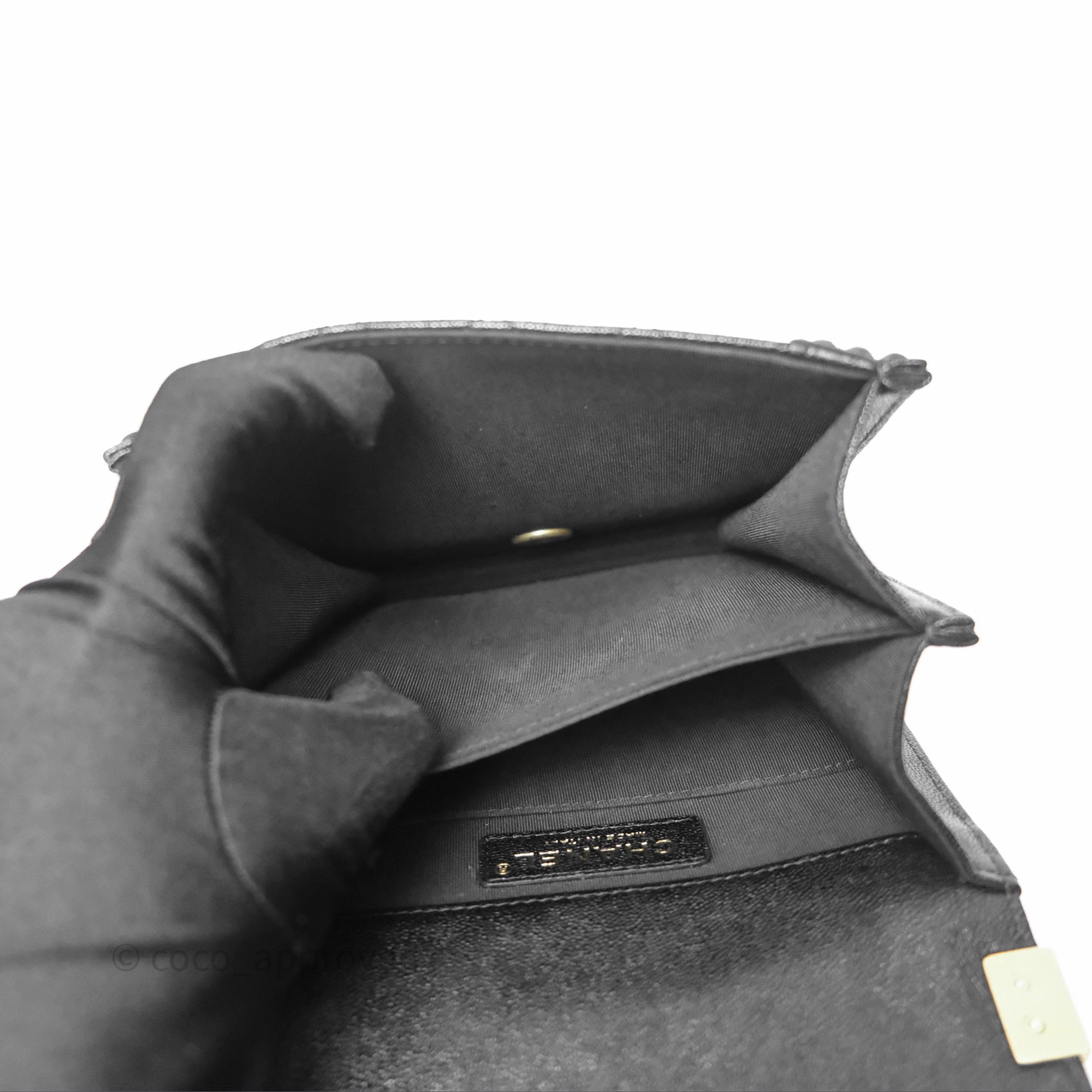 Chanel Quilted North South Boy Flap Black Caviar Aged Gold Hardware