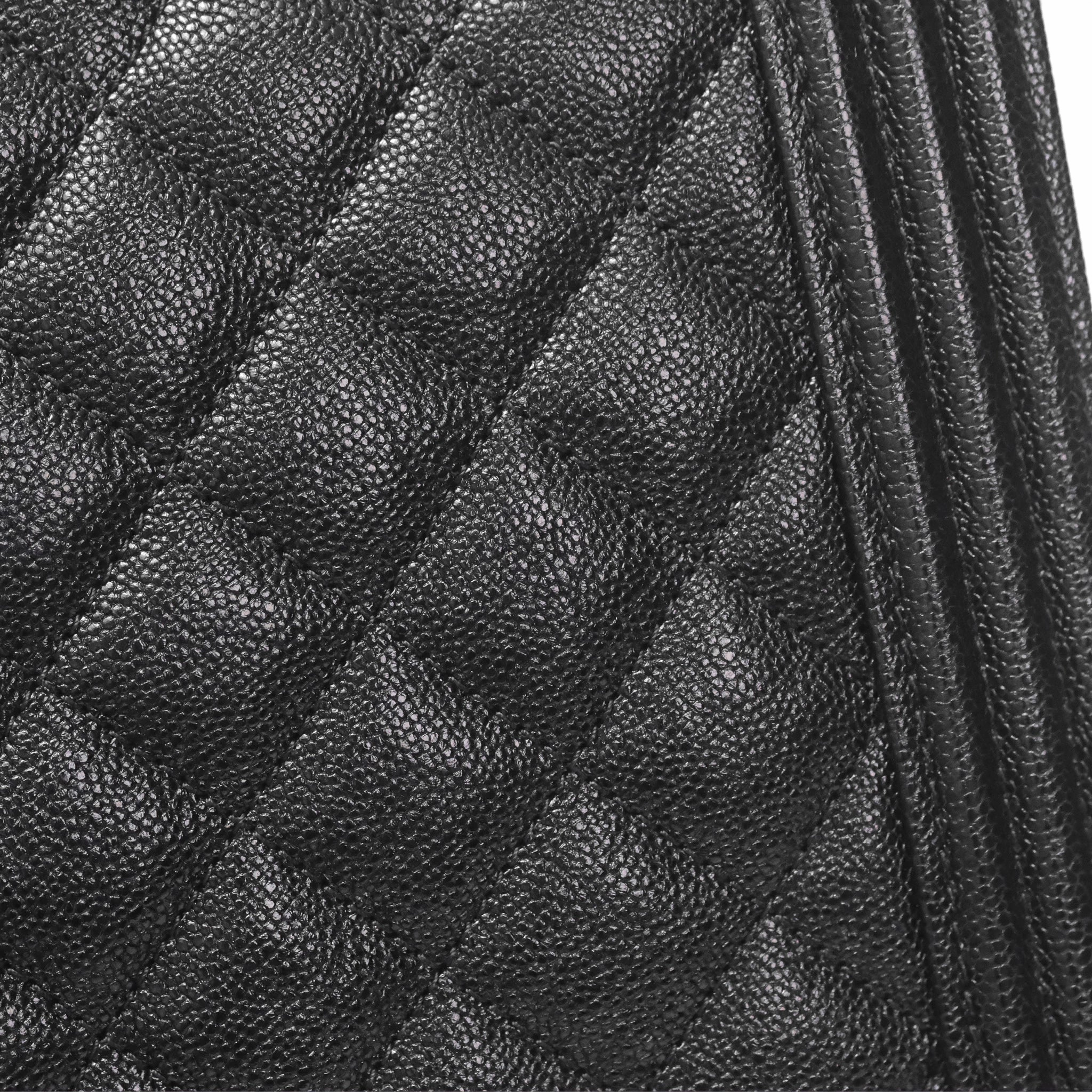 Chanel Quilted North South Boy Flap Black Caviar Aged Gold Hardware