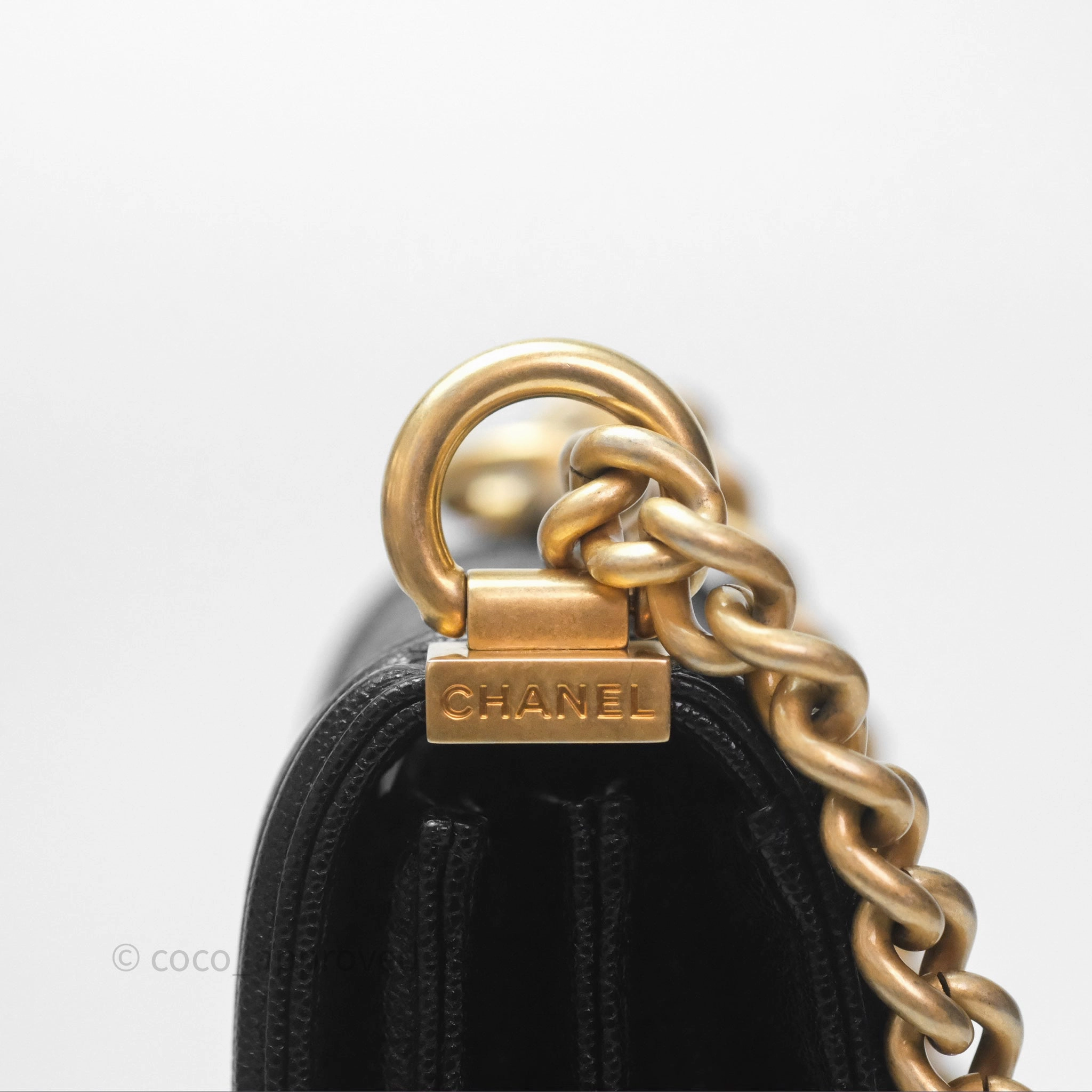 Chanel Quilted North South Boy Flap Black Caviar Aged Gold Hardware
