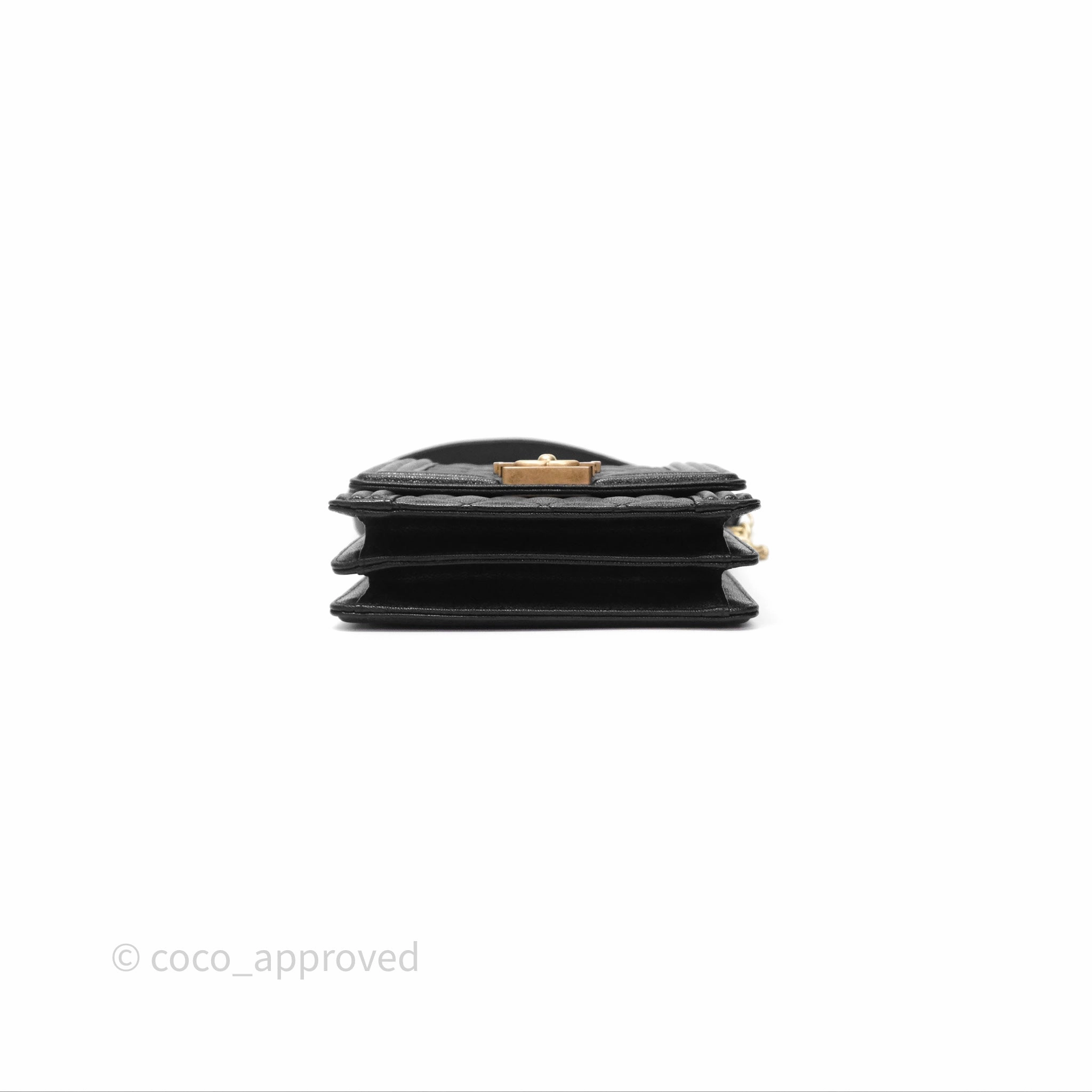 Chanel Quilted North South Boy Flap Black Caviar Aged Gold Hardware