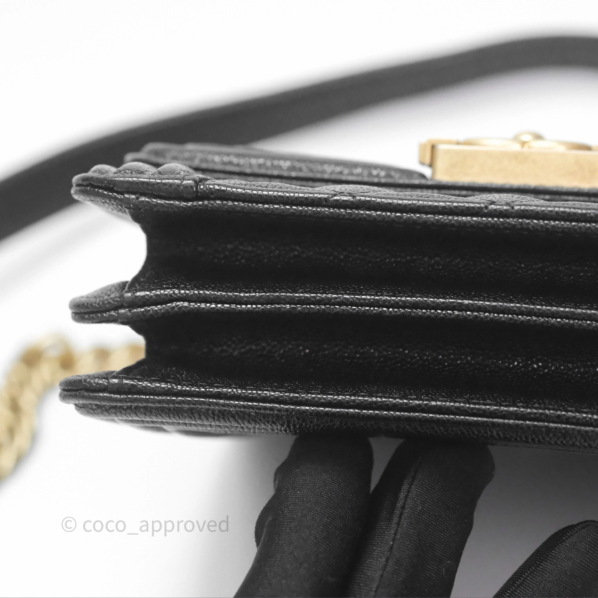 Chanel Quilted North South Boy Flap Black Caviar Aged Gold Hardware