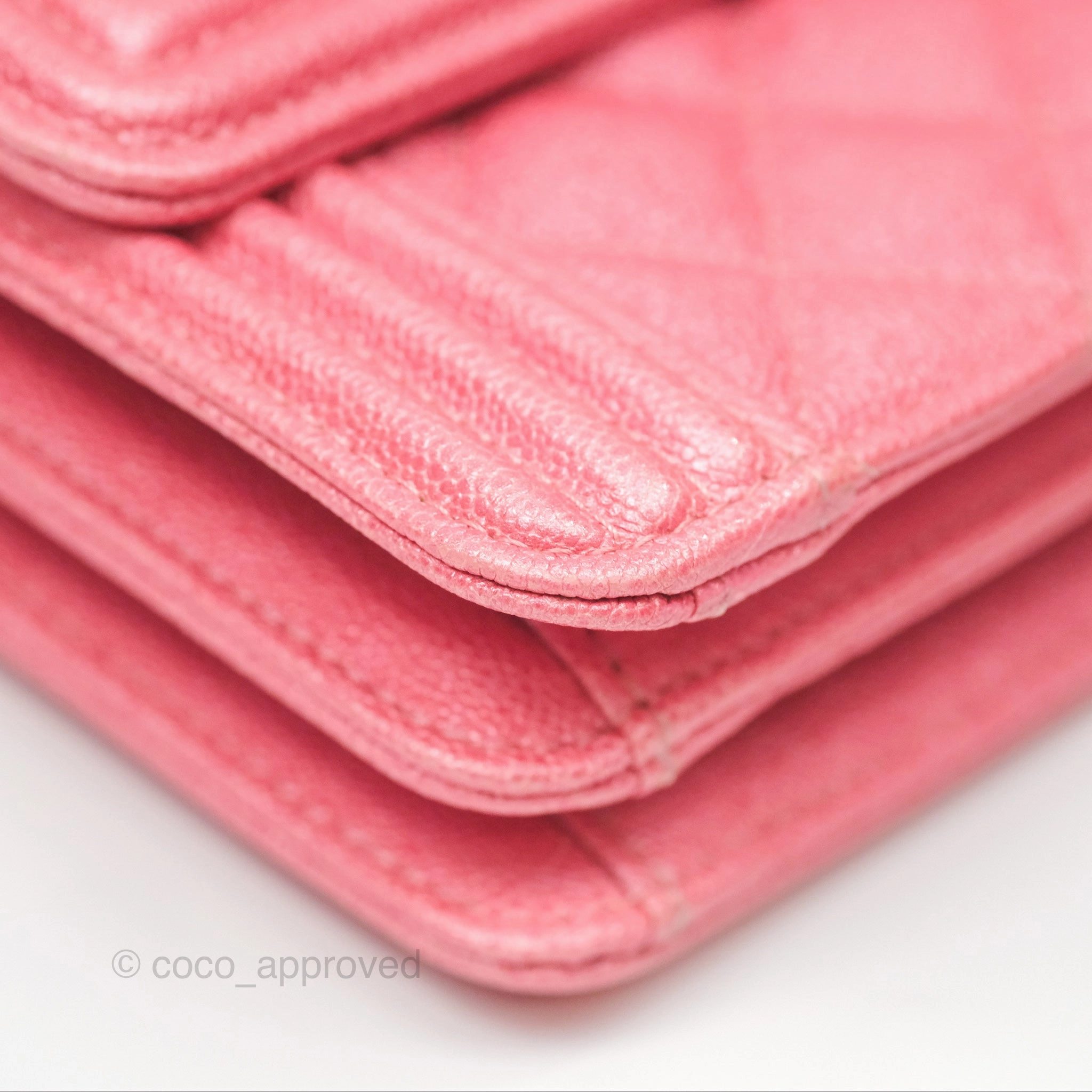 Chanel Quilted North South Boy Flap Iridescent Pink Caviar Gold Hardware