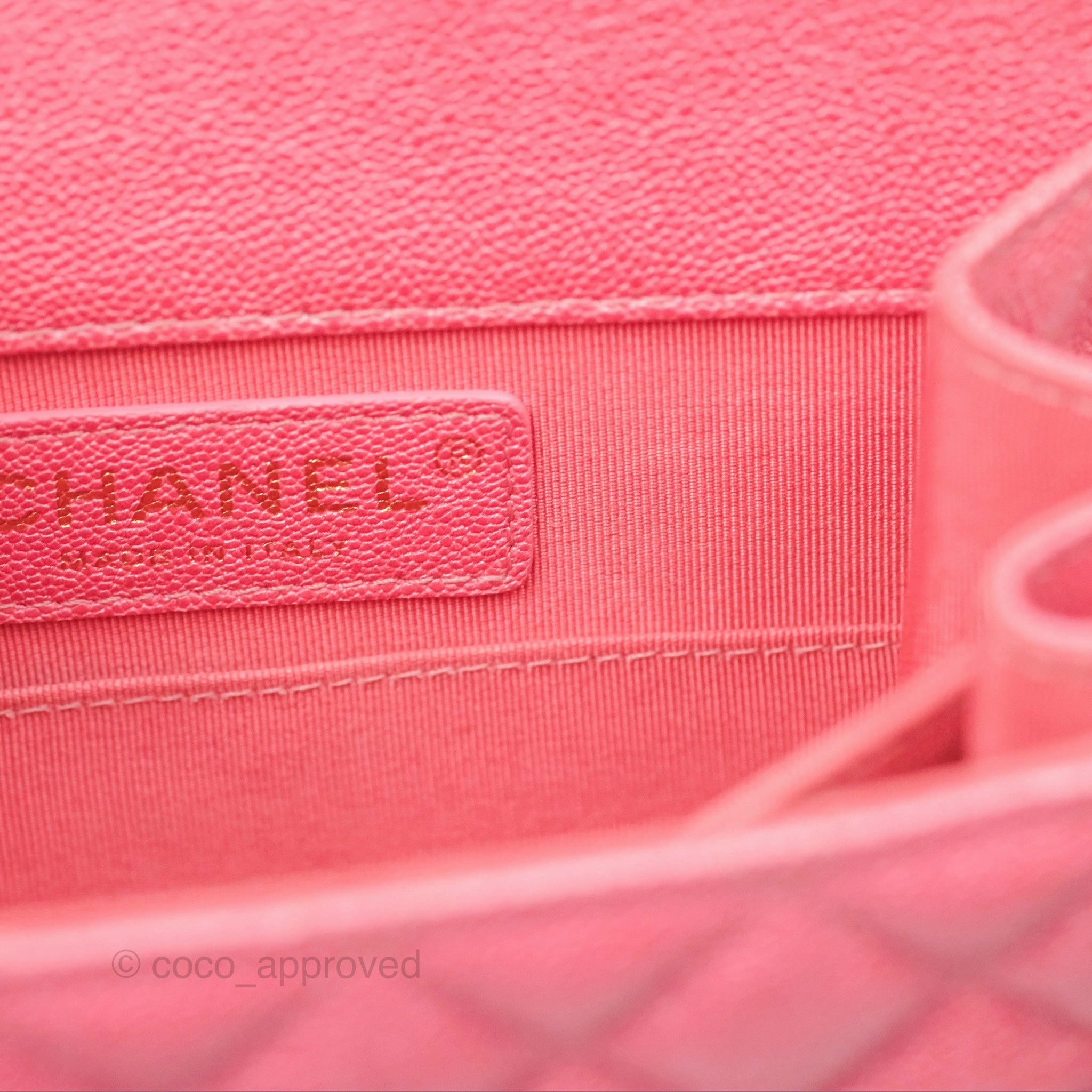 Chanel Quilted North South Boy Flap Iridescent Pink Caviar Gold Hardware
