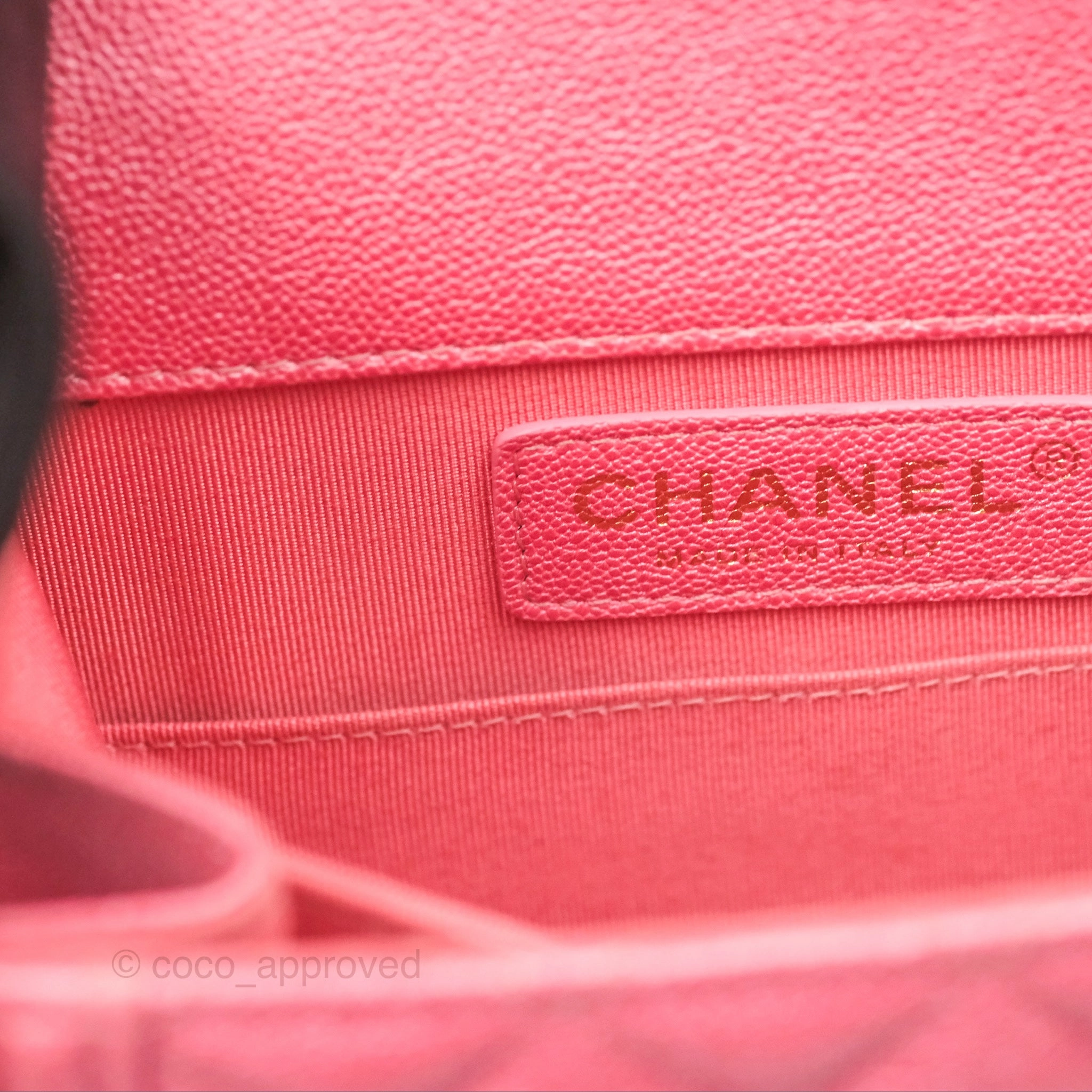 Chanel Quilted North South Boy Flap Iridescent Pink Caviar Gold Hardware