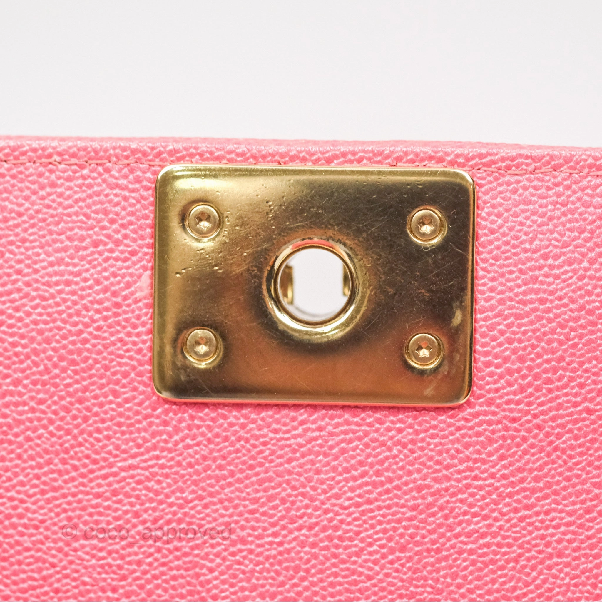 Chanel Quilted North South Boy Flap Iridescent Pink Caviar Gold Hardware