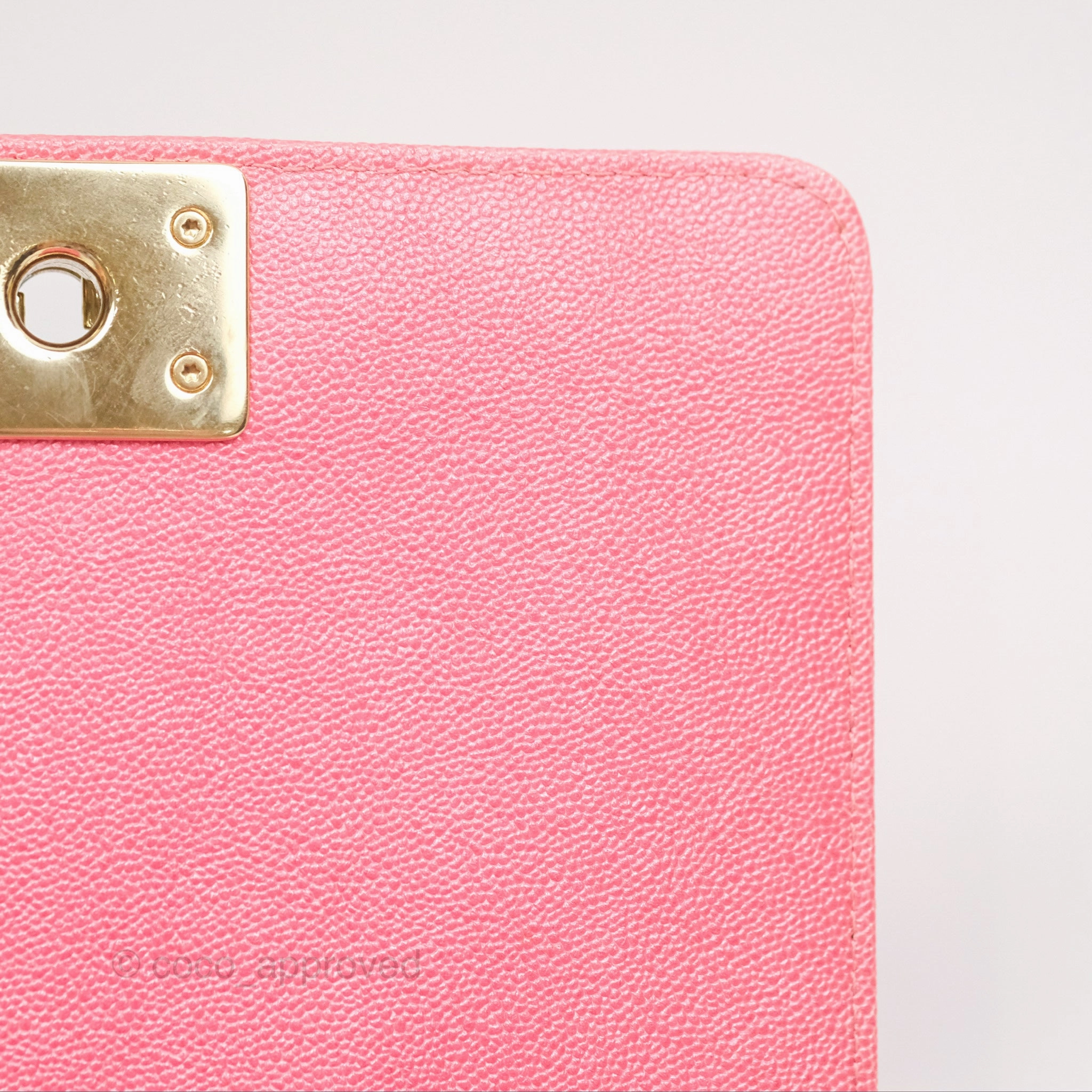 Chanel Quilted North South Boy Flap Iridescent Pink Caviar Gold Hardware